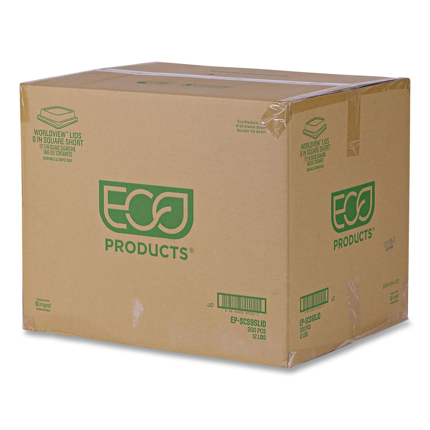 Eco-Products® Renewable and Compostable Lids, 8.8 x 8.8 x 1.64, Clear, Plastic, 200/Carton - Bloom Skins