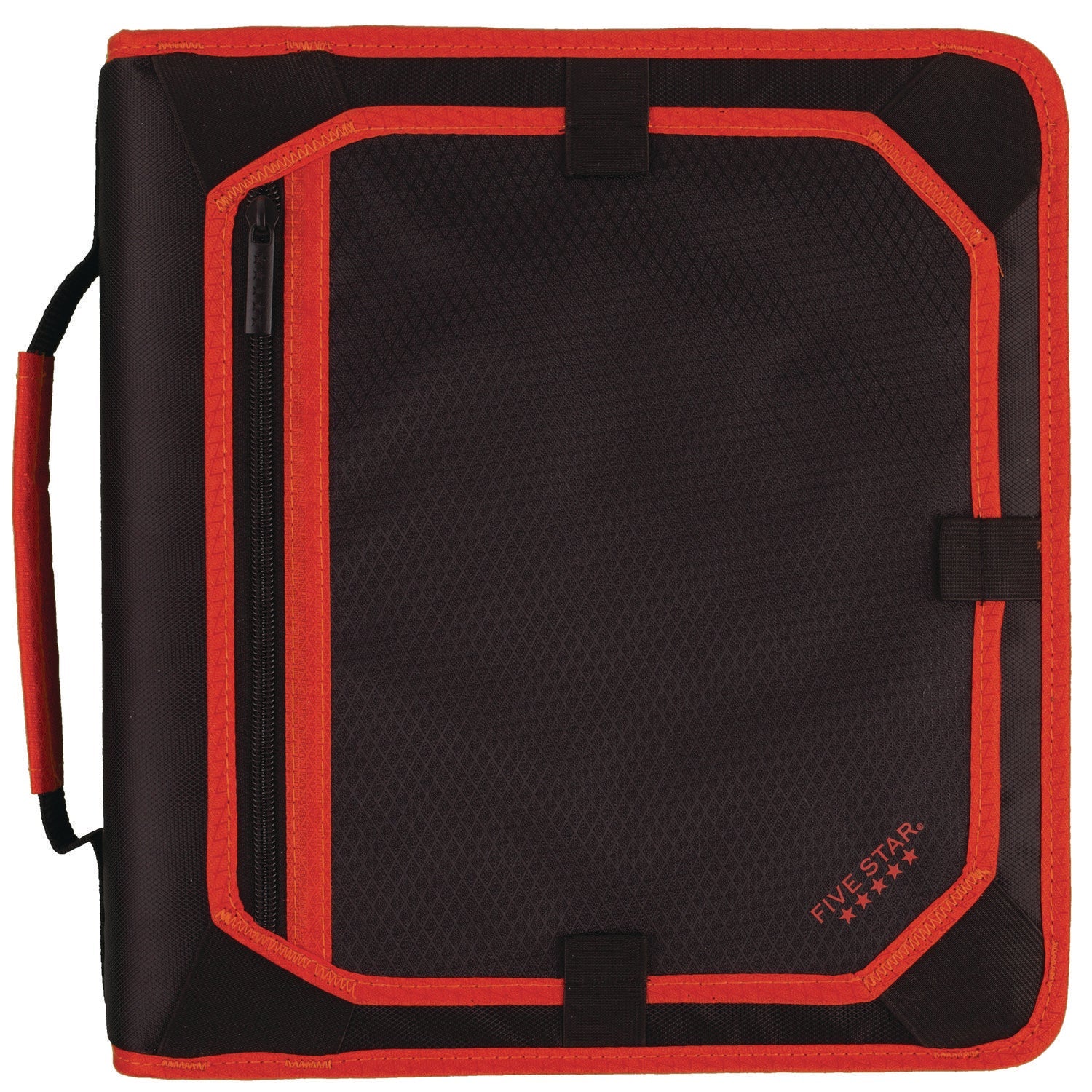 Five Star® Zipper Binder, 3 Rings, 2" Capacity, 11 X 8.5, Black/red Accents