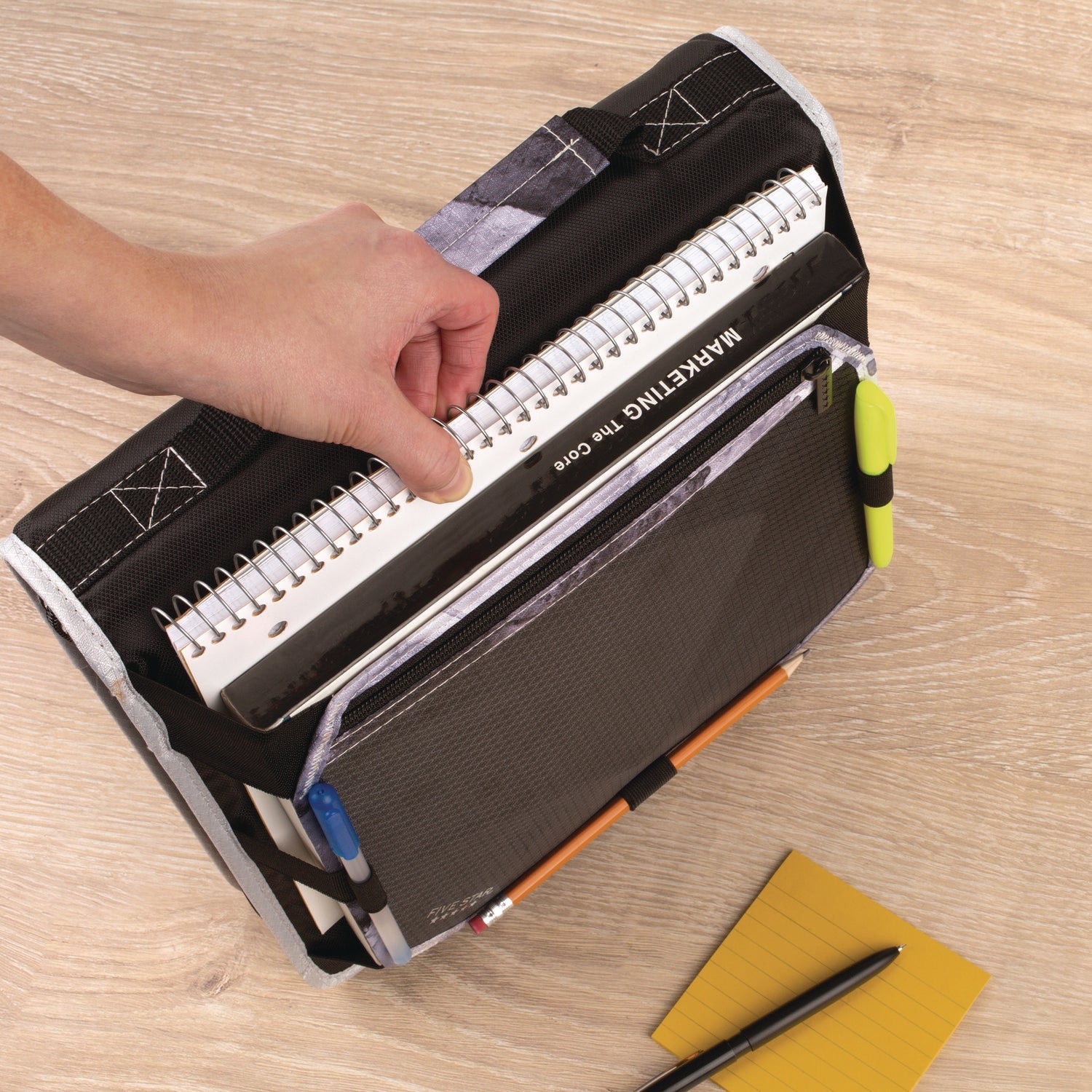 Five Star® Zipper Binder, 3 Rings, 2" Capacity, 11 X 8.5, Black/gray Accents