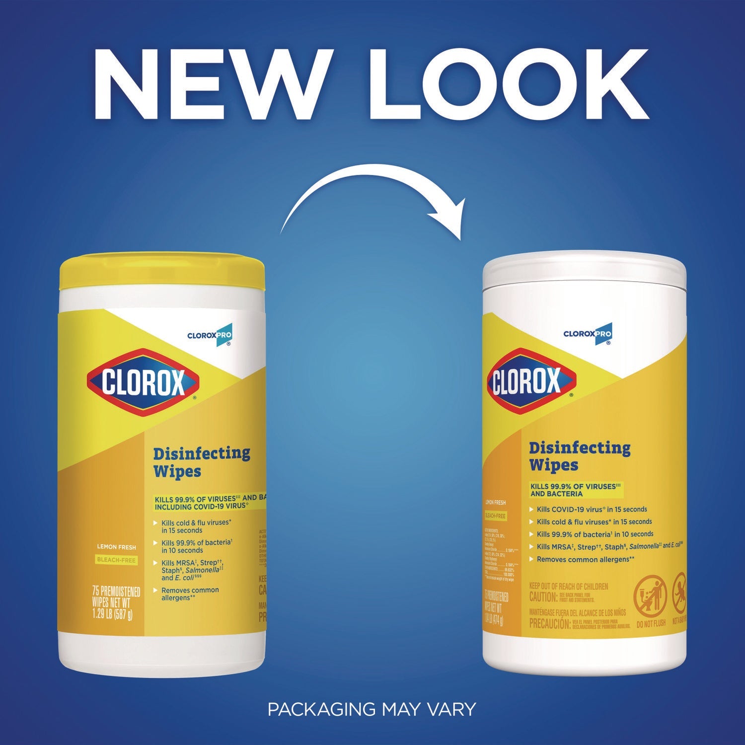 Clorox® Disinfecting Wipes, 1-Ply, 7 x 8, Lemon Fresh, White, 75/Canister