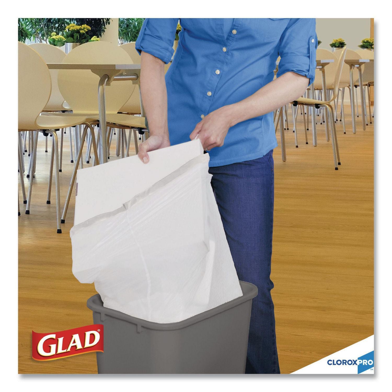 Glad® CloroxPro ForceFlex Tall Kitchen Drawstring Trash Bags, 13 gal, 24 x 27.38, Gray, 100/Box