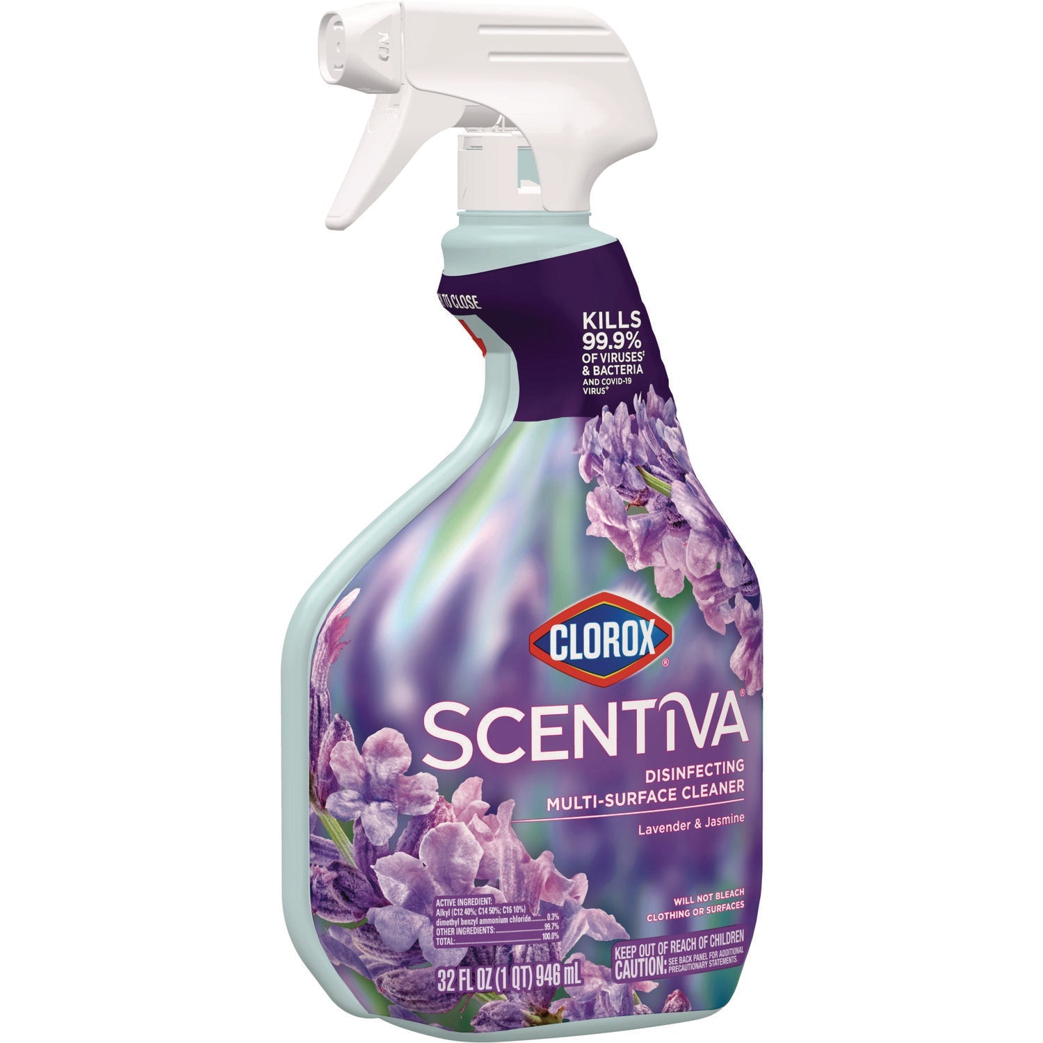 Clorox® Scentiva Disinfecting Multi-Surface Cleaner, Lavender and Jasmine, 32 oz, 9/Carton