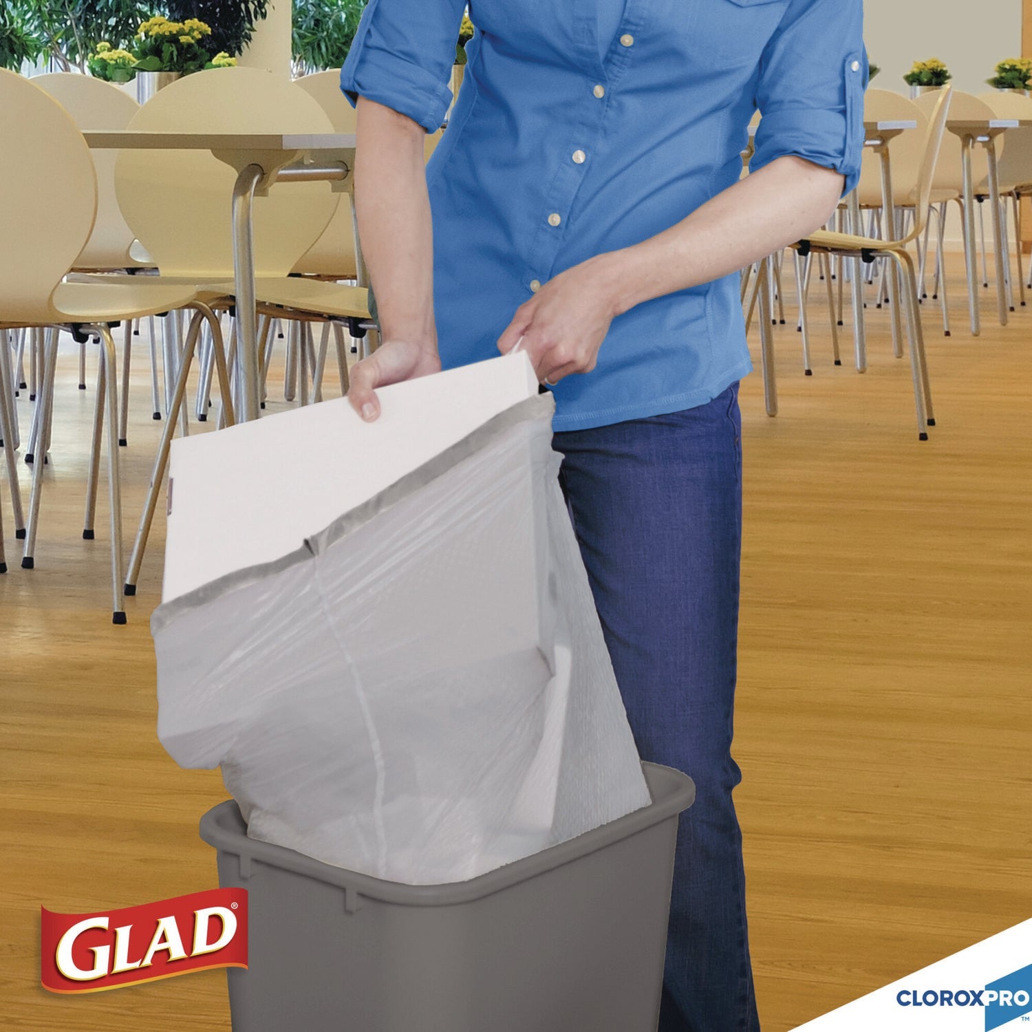 Glad® CloroxPro ForceFlex Tall Kitchen Drawstring Trash Bags, 13 gal, 23.75 x 24.88, Gray, 100/Box