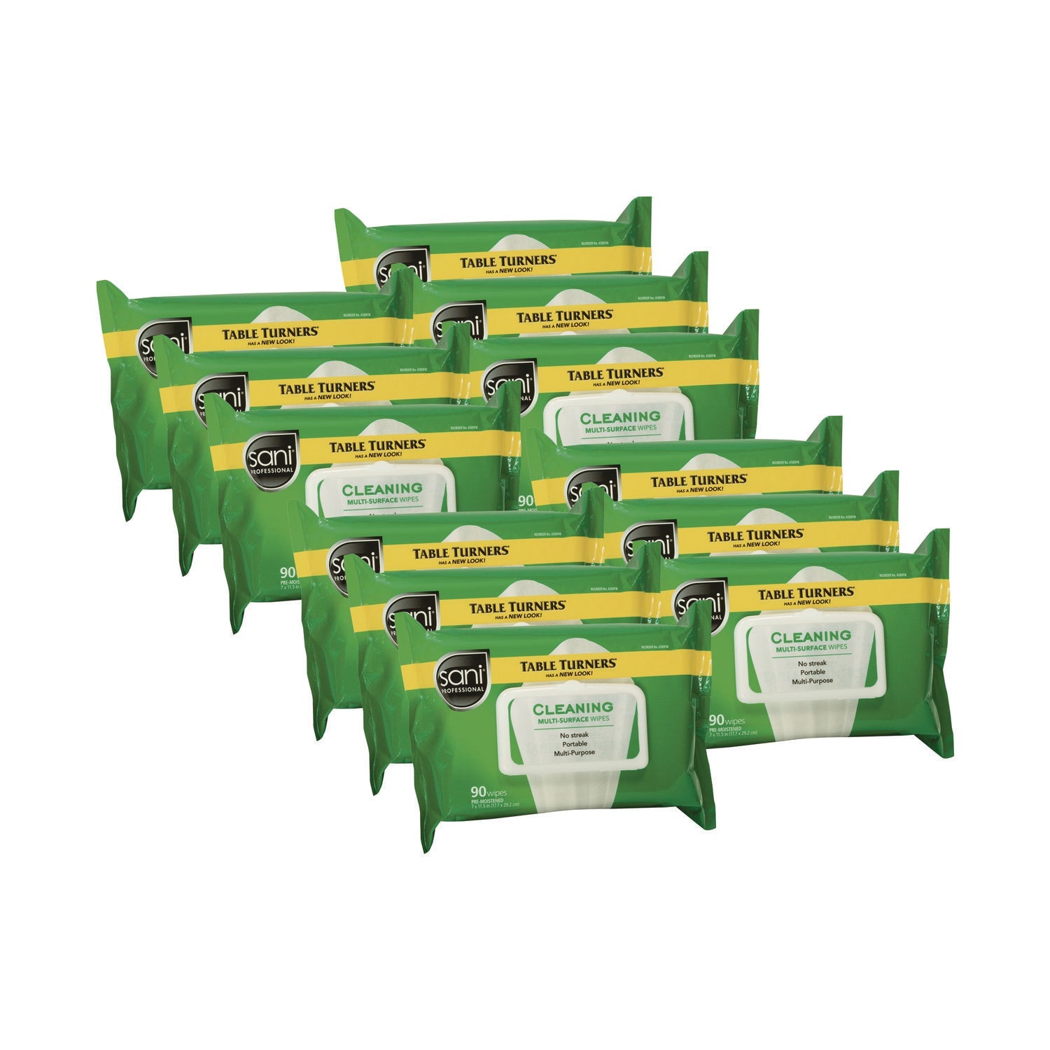 Sani Professional® Multi-Surface Cleaning Wipes, 1-Ply, 11.5 x 7, Fresh Scent, White, 90 Wipes/Pack, 12 Packs/Carton