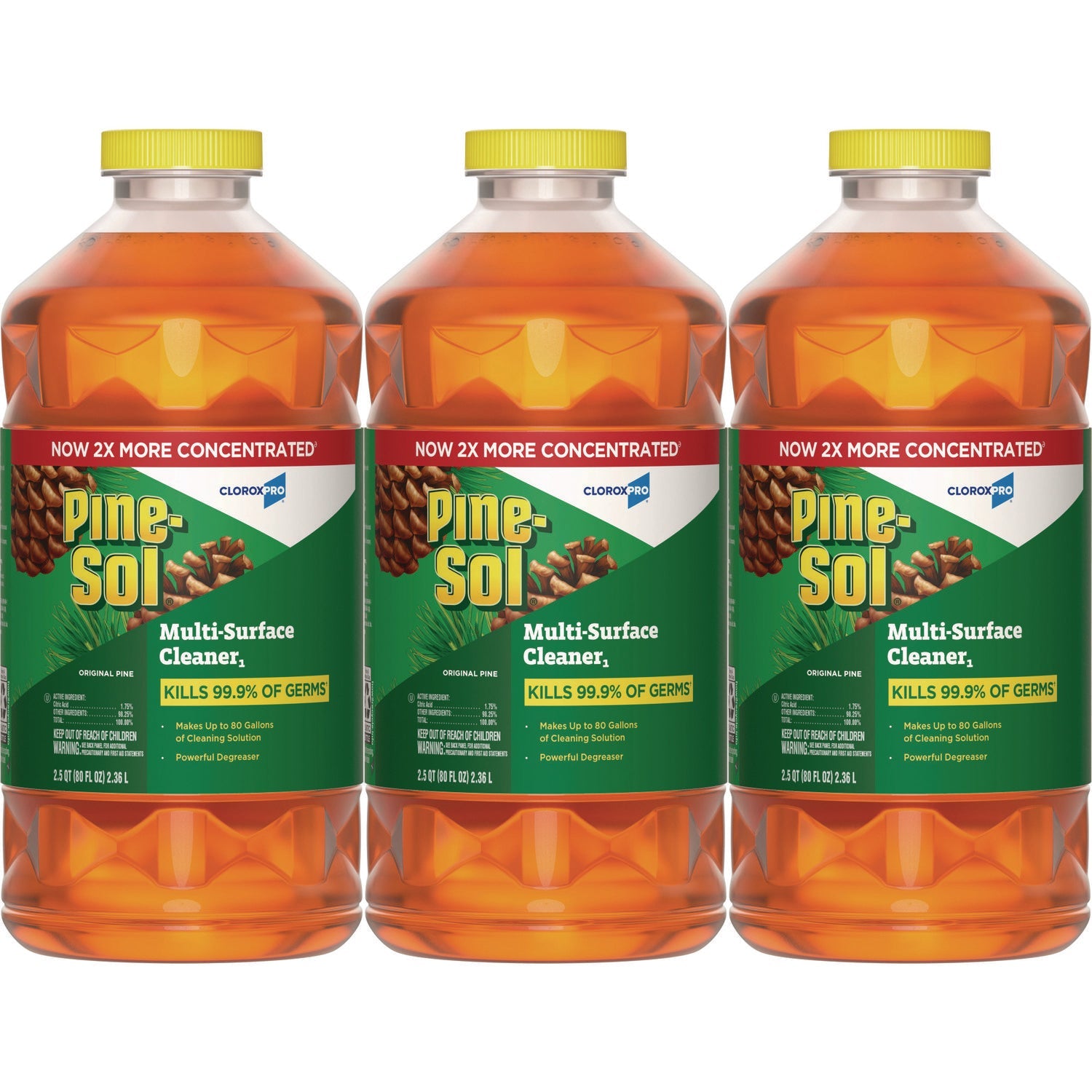 Pine-Sol® CloroxPro Multi-Surface Cleaner Disinfectant Concentrated, Original Pine Scent, 80 oz Bottle, 3/Carton
