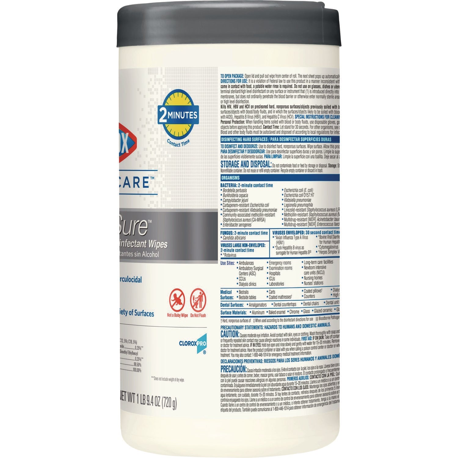 Clorox Healthcare® VersaSure Cleaner Disinfectant Wipes, 1-Ply, 6.75 x 8, Fragranced, White, 150/Canister, 6 Canisters/Carton