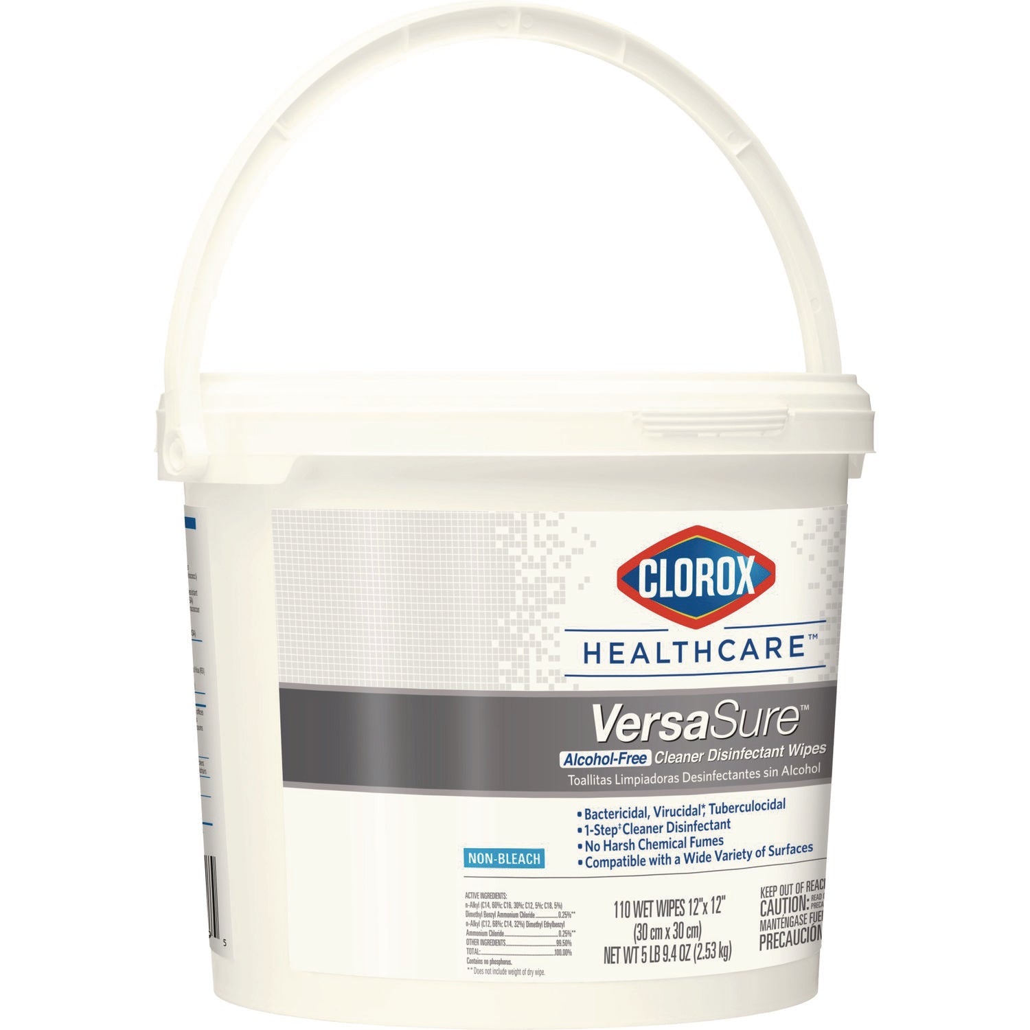 Clorox Healthcare® VersaSure Cleaner Disinfectant Wipes, 1-Ply, 12 x 12, Fragranced, White, 110/Bucket