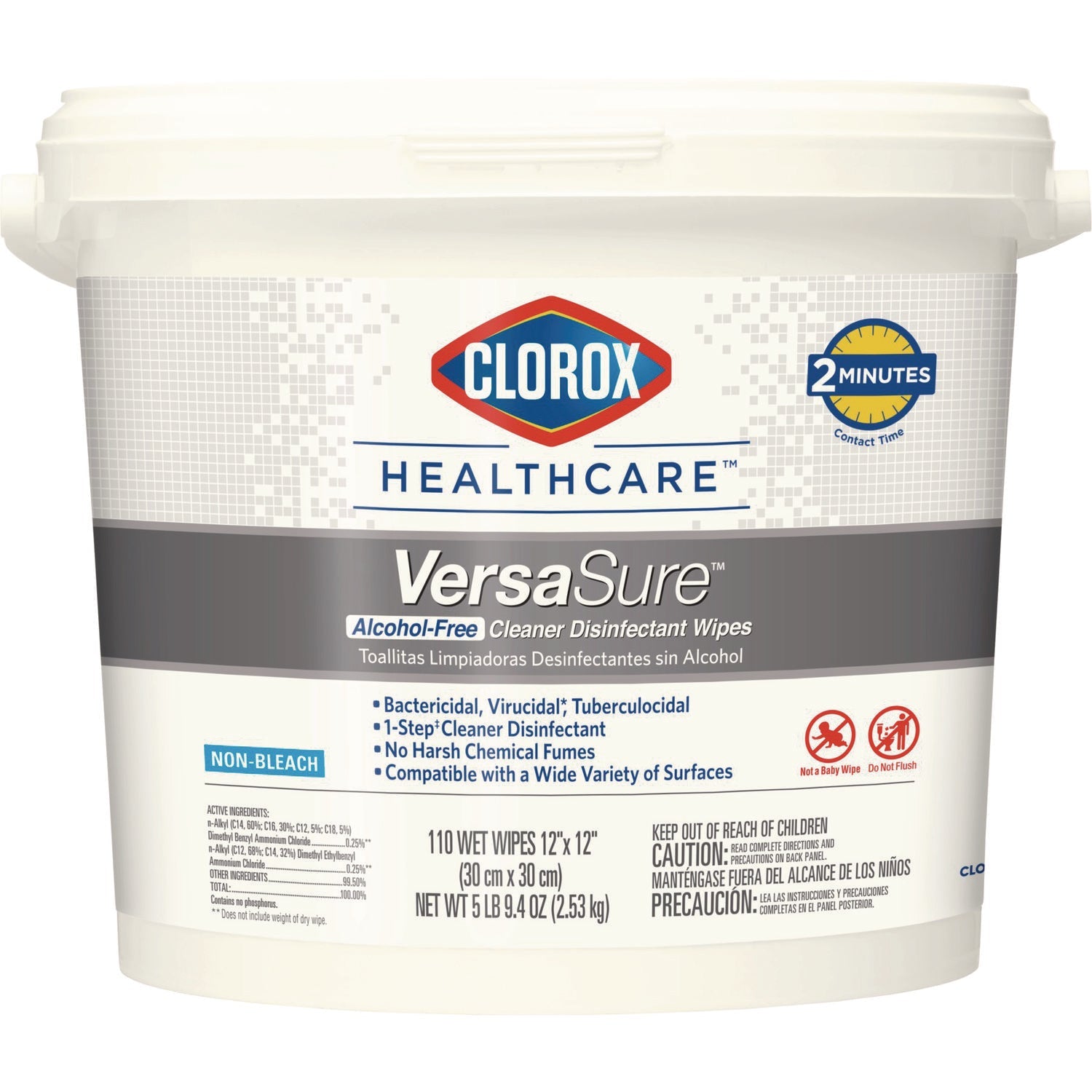 Clorox Healthcare® VersaSure Cleaner Disinfectant Wipes, 1-Ply, 12 x 12, Fragranced, White, 110/Bucket