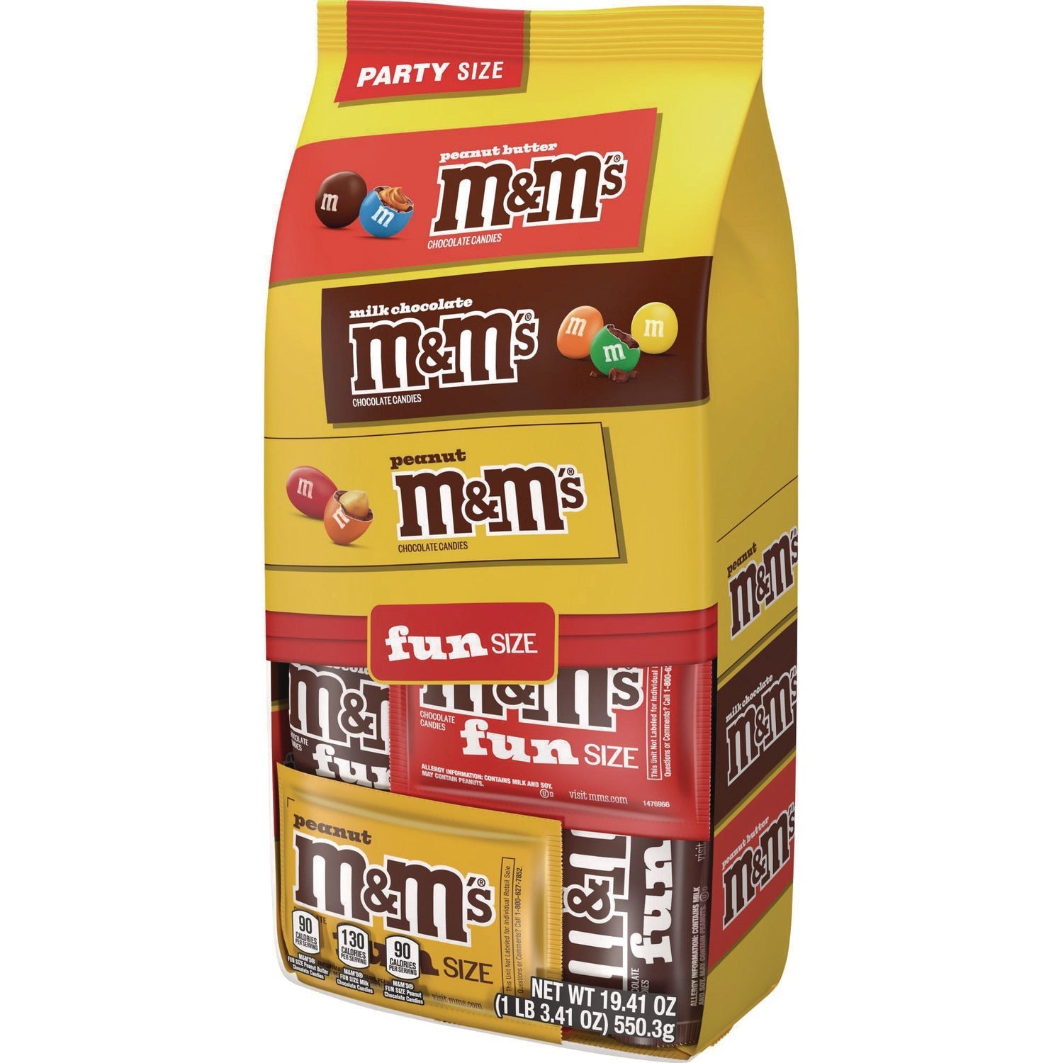 M & M's® M and M'S Milk Chocolate, Peanut and Peanut Butter Variety Pack Fun Size Chocolate Candy Assortment, 19.41 oz Bag - Bloom Skins
