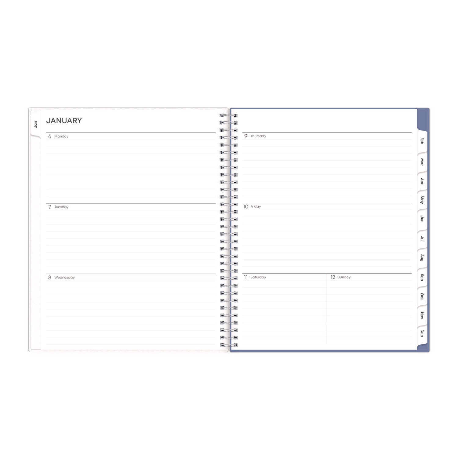 Blue Sky® Lindley Weekly/Monthly Planner, Floral Artwork, 11 x 8.5, White/Blue/Green Cover, 12-Month (Jan to Dec): 2025
