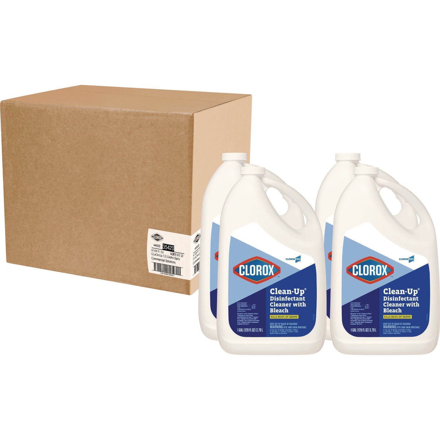 Clorox® CloroxPro Clean-Up Disinfectant Cleaner with Bleach, 128 oz Refill Bottle, 4/Carton