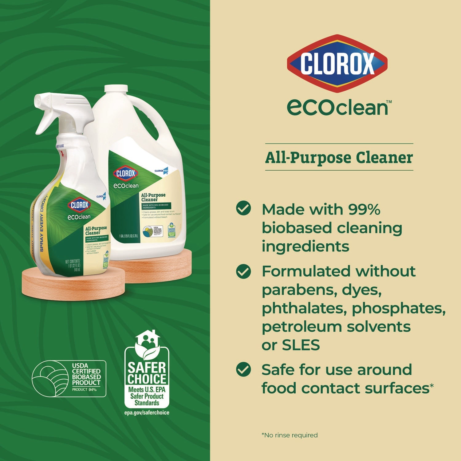 Clorox® Clorox Pro EcoClean All-Purpose Cleaner, Unscented, 32 oz Spray Bottle, 9/Carton
