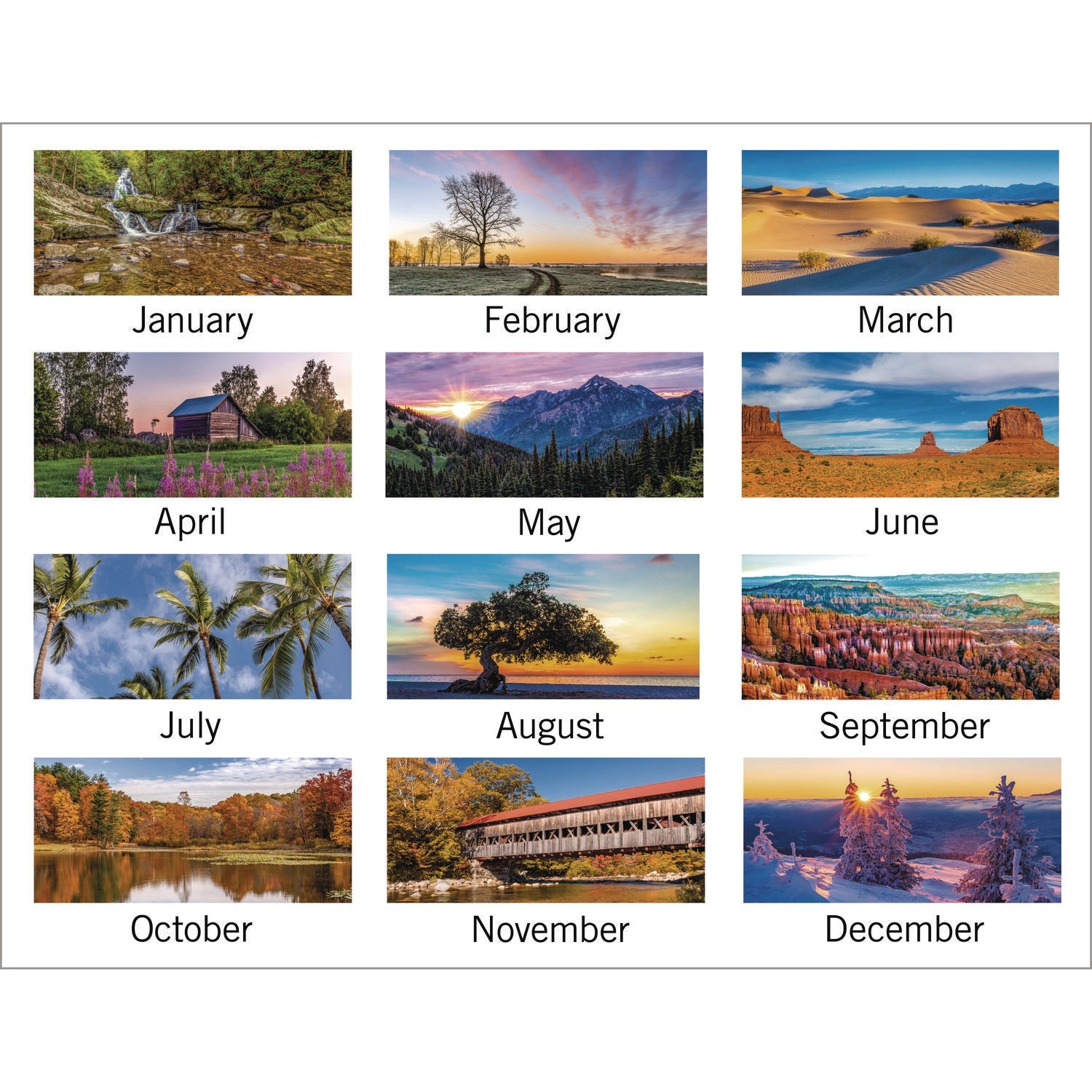 AT-A-GLANCE® Scenic Three-Month Wall Calendar, Landscape Photography, 12 x 27, White Sheets, 14-Month: Dec 2024 to Jan 2026