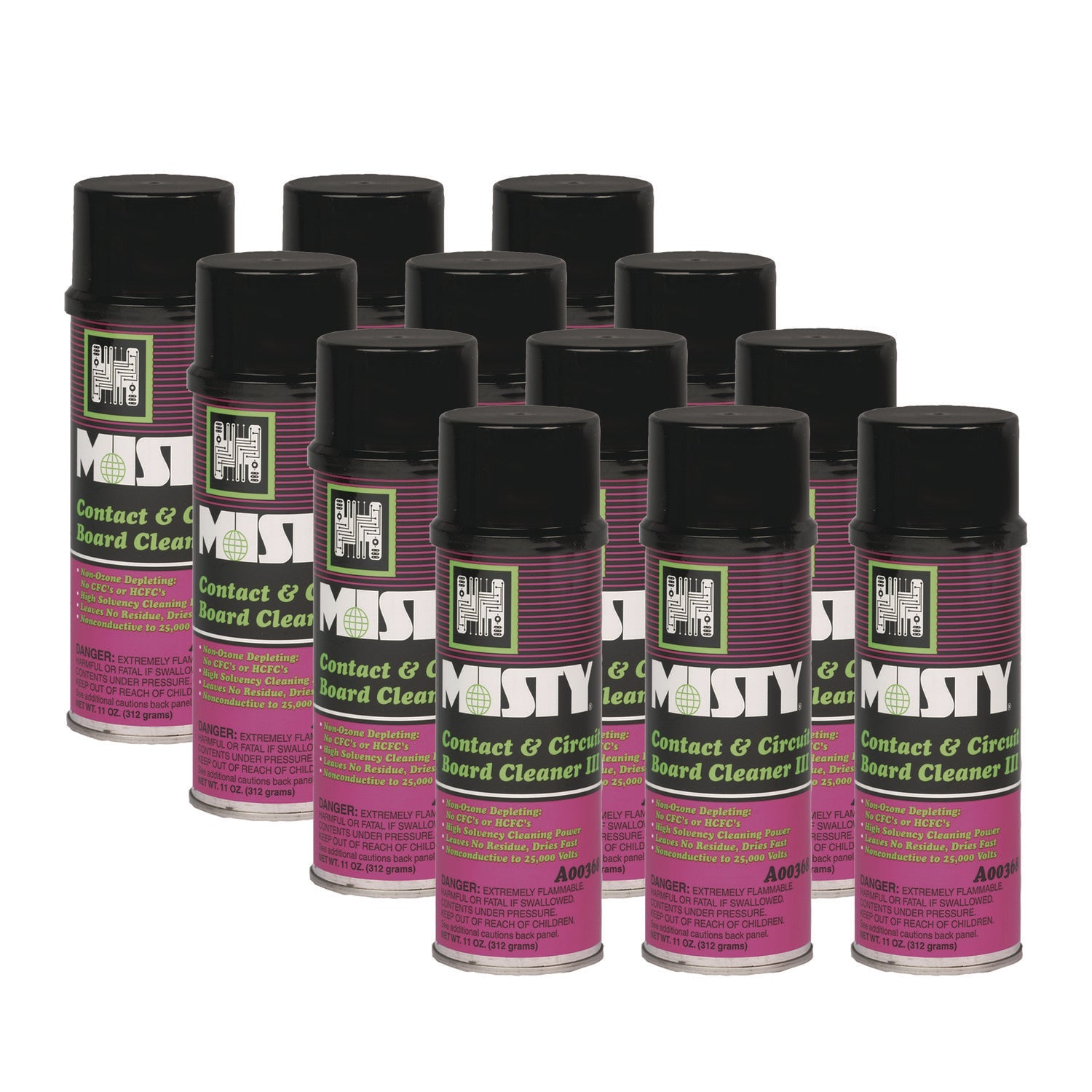 Misty® Contact And Circuit Board Cleaner Iii, 16 Oz Aerosol Spray, 12/carton