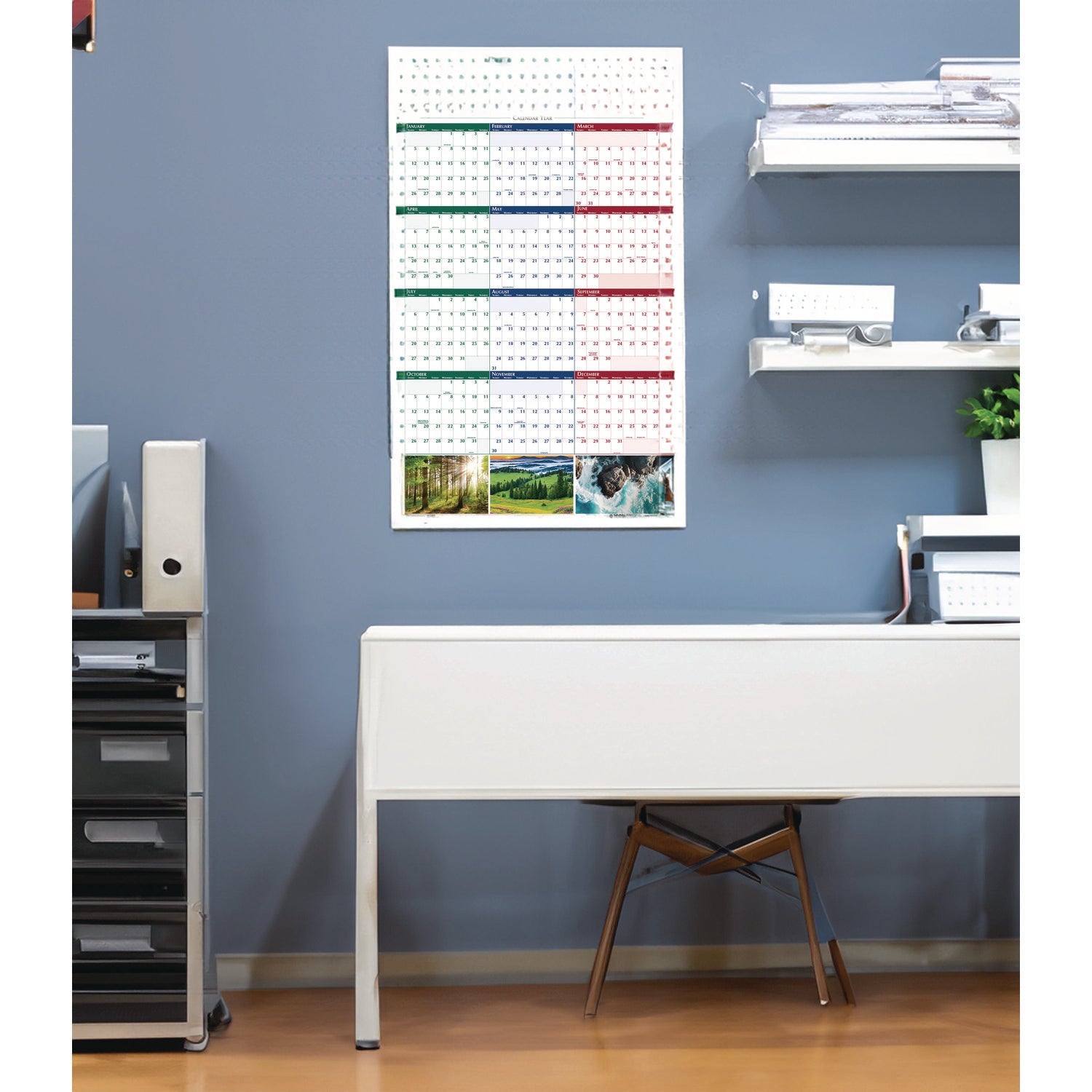 House of Doolittle™ Earthscapes Recycled Reversible/Erasable Yearly Wall Calendar, Nature Photos, 18 x 24, White Sheets, 12-Month (Jan-Dec): 2025