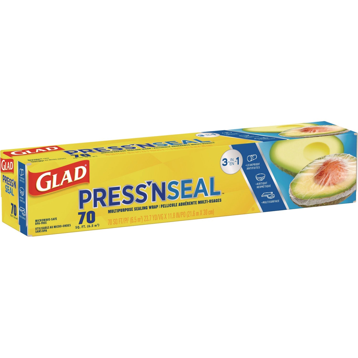 Glad® Press'n Seal Food Plastic Wrap, 70 sq ft, 12/Carton