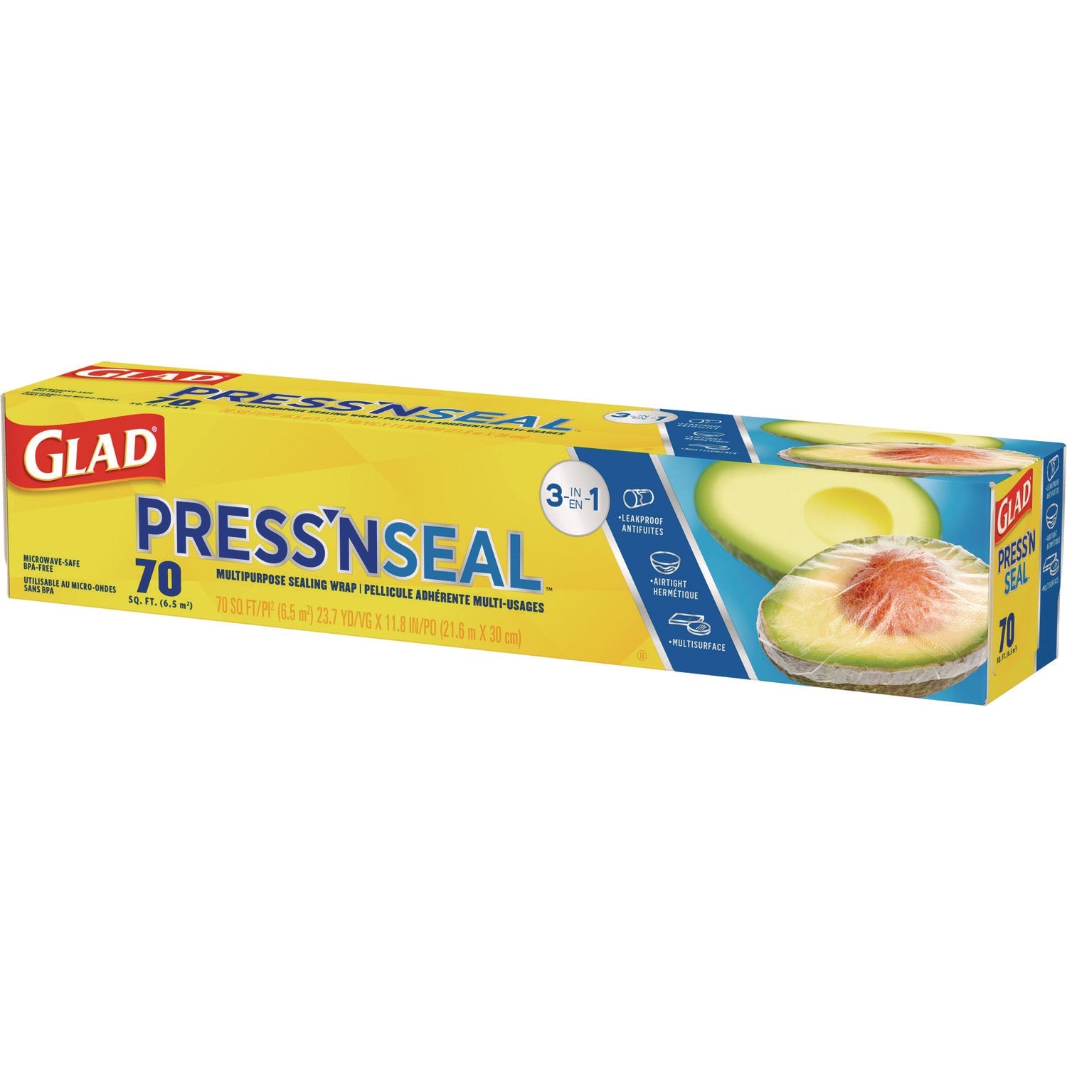 Glad® Press'n Seal Food Plastic Wrap, 70 sq ft, 12/Carton