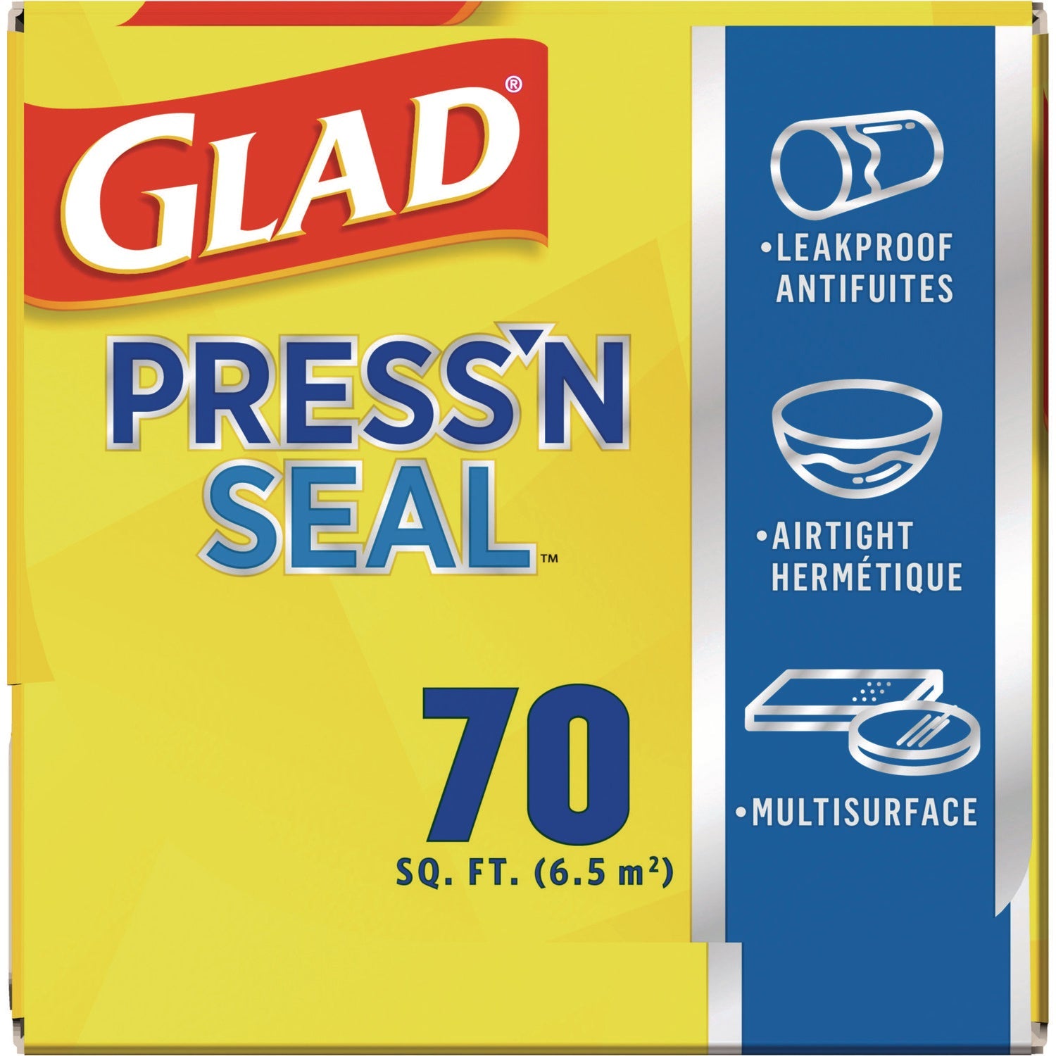 Glad® Press'n Seal Food Plastic Wrap, 70 sq ft, 12/Carton