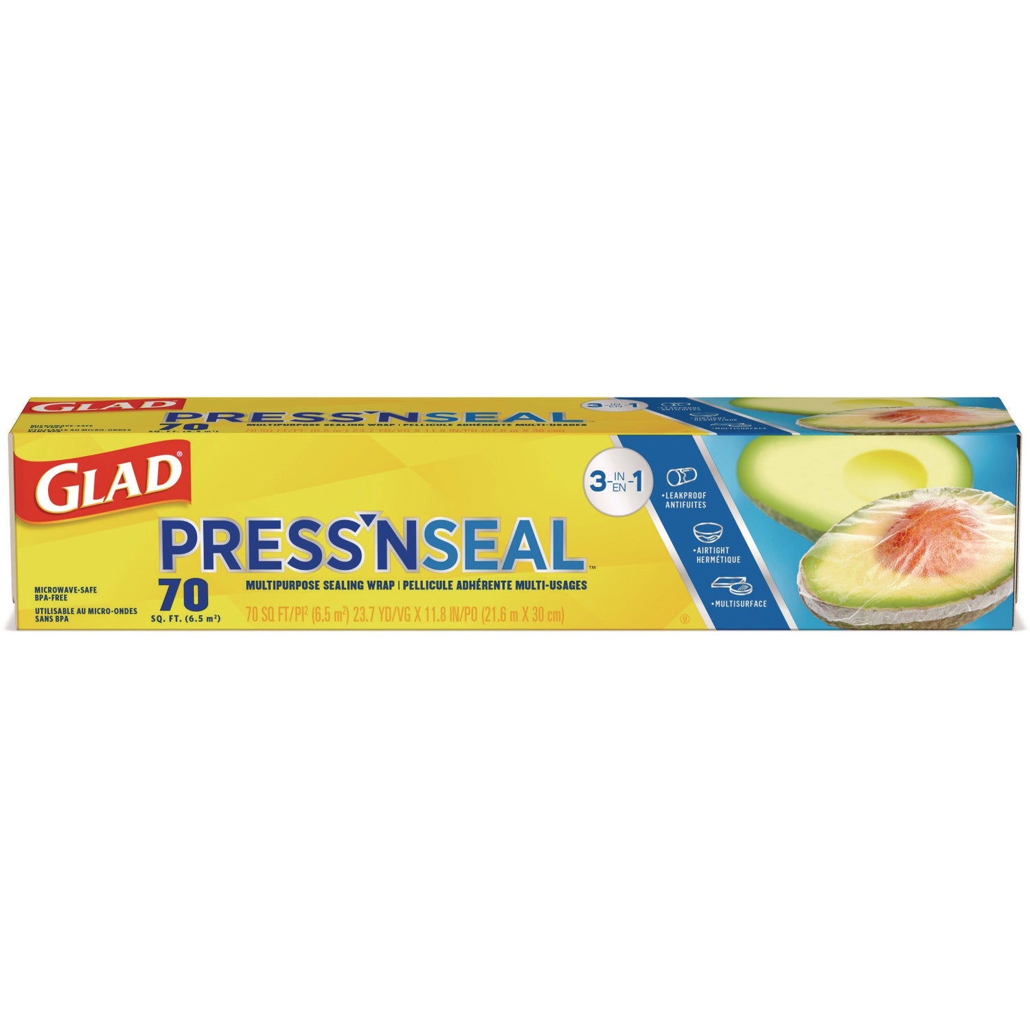 Glad® Press'n Seal Food Plastic Wrap, 70 sq ft, 12/Carton