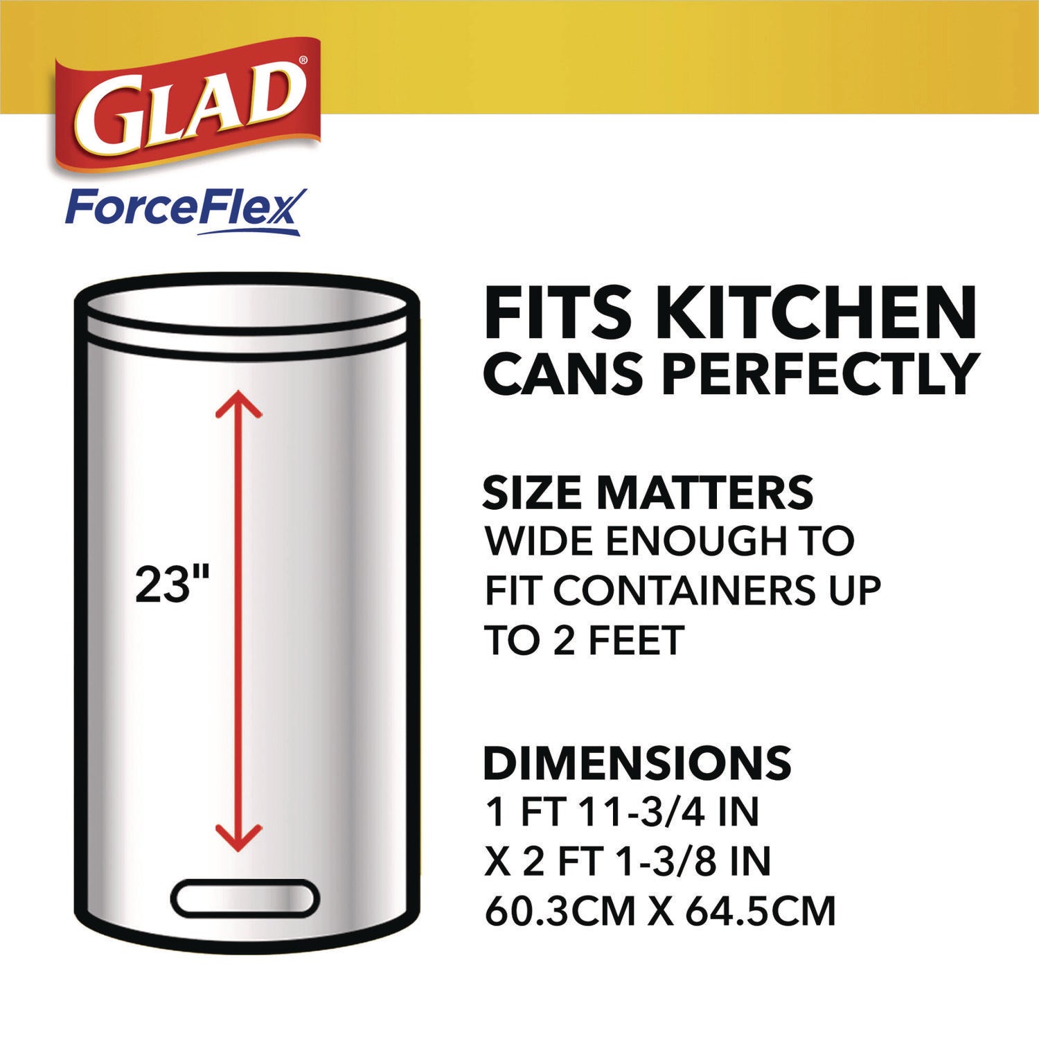 Glad® ForceFlex Kitchen Drawstring Trash Bags, 13 gal, Gain Original Scent, 24 x 27.38, White, 80/Box