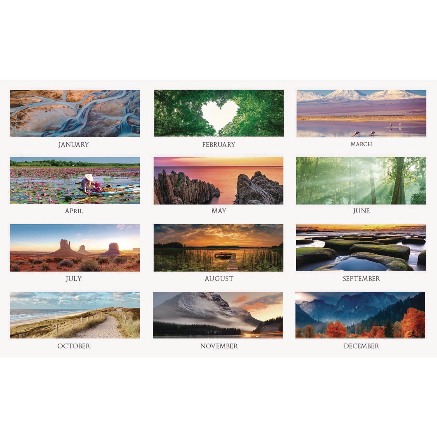 House of Doolittle™ Earthscapes Recycled 3-Month Vertical Wall Calendar, Scenic Landscape Photography, 12.25 x 26, 14-Month: Dec 2024 to Jan 2026