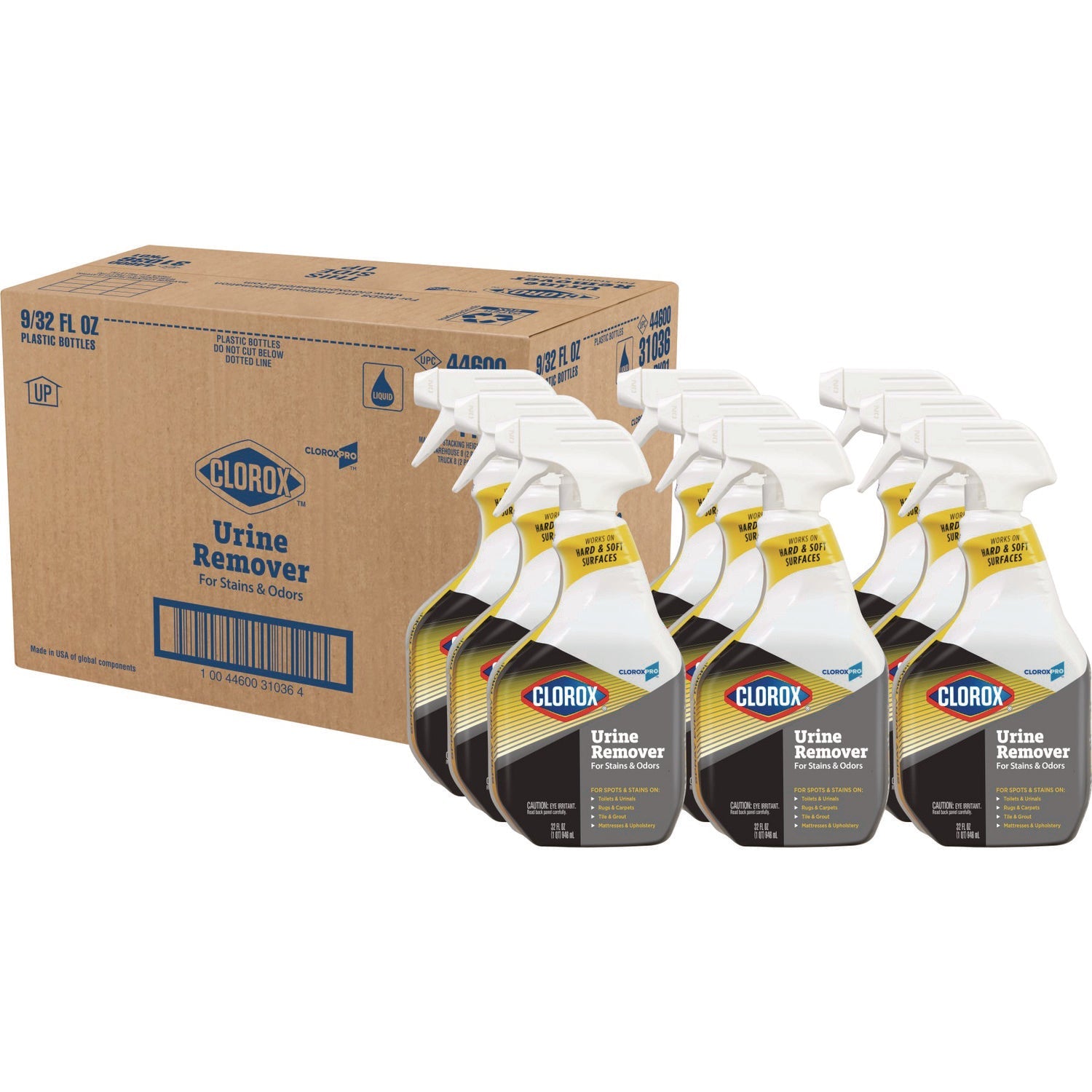 Clorox® CloroxPro Urine Remover for Stains and Odors, 32 oz Spray Bottle, 9/Carton