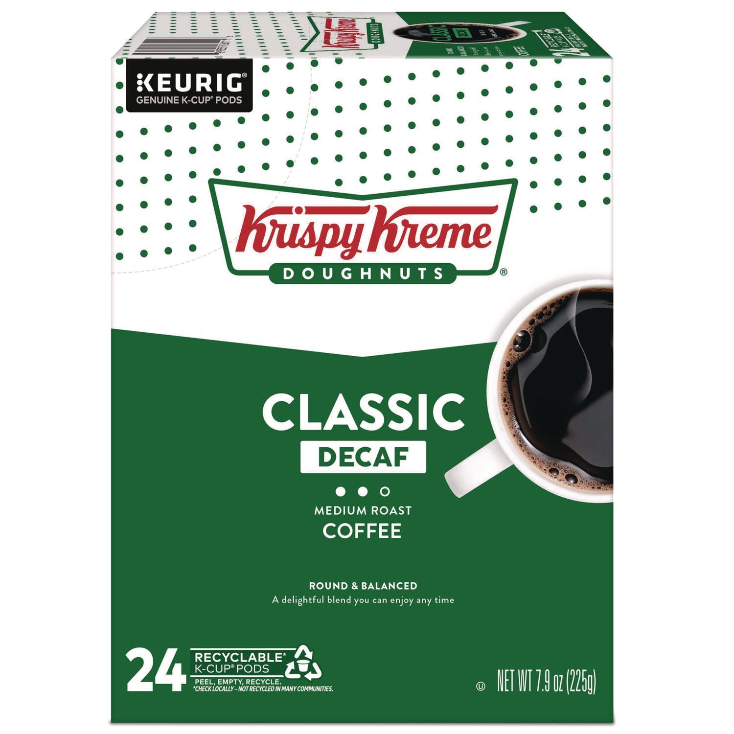 Krispy Kreme Doughnuts® Classic Decaf Coffee K-Cups, Medium Roast, 24/box