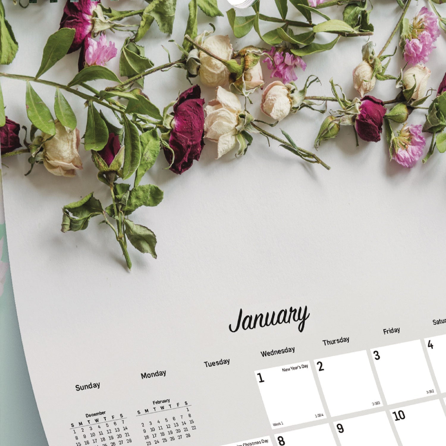 Blueline® Romantic Wall Calendar, Floral Photography, 12 x 17, White/Multicolor Sheets, 12-Month (Jan to Dec): 2025 - Bloom Skins