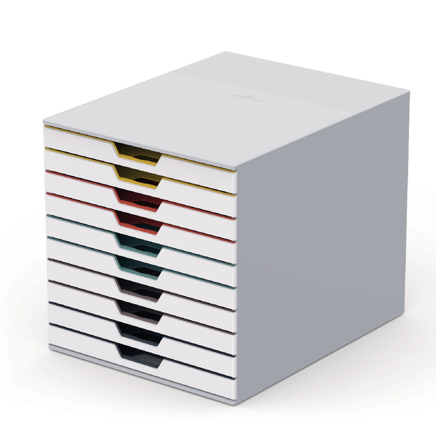 Durable® VARICOLOR Stackable Plastic Drawer Box, 10 Drawers, Letter to Folio Size Files, 11.5 x 14 x 11, White