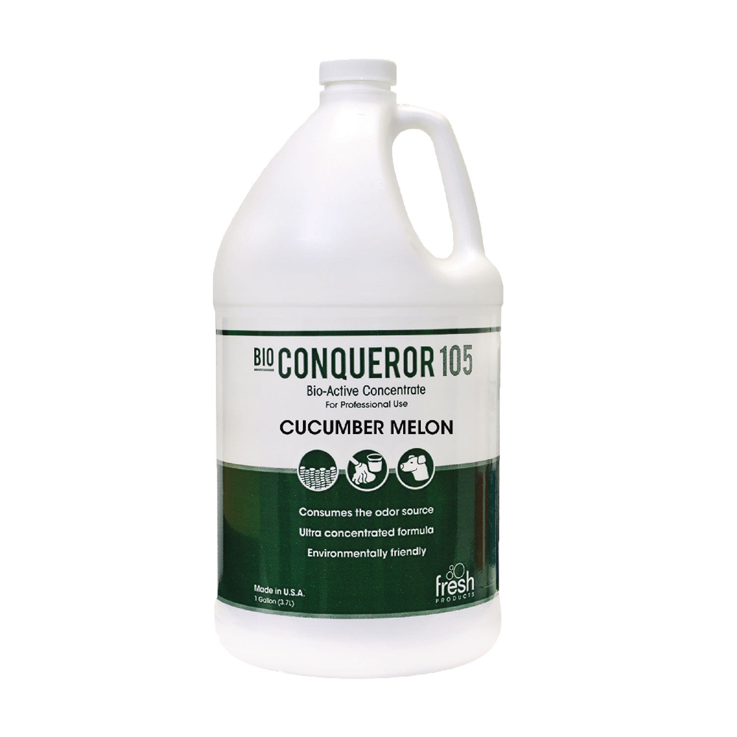Fresh Products Bio Conqueror 105 Enzymatic Odor Counteractant Concentrate, Cucumber Melon, 1 Gal Bottle, 4/carton