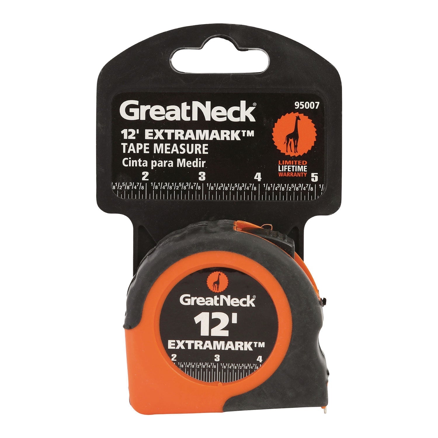Great Neck® ExtraMark Power Tape, 0.63" x 12 ft, Steel, Yellow/Black
