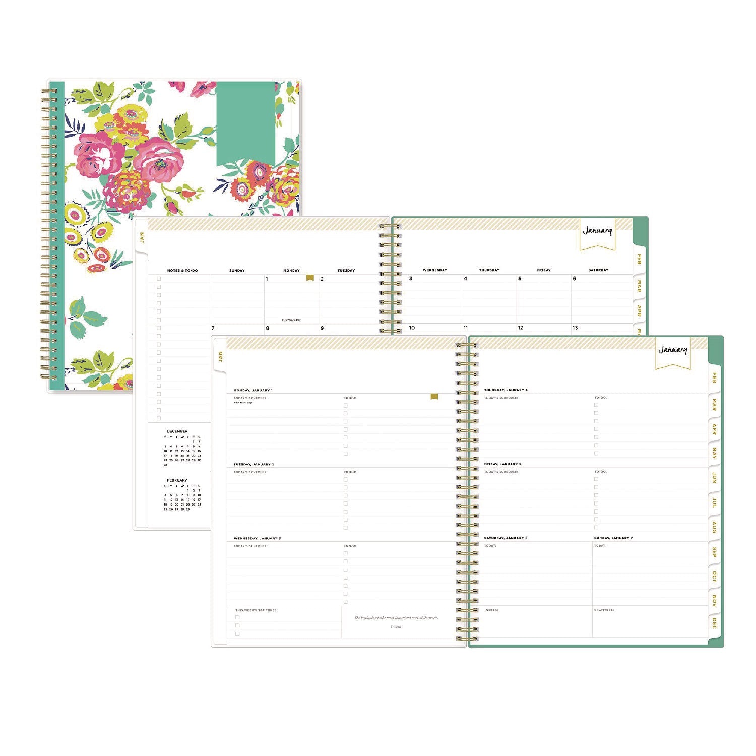 Blue Sky® Day Designer Peyton Create-Your-Own Cover Weekly/Monthly Planner, Floral Artwork, 11 x 8.5, White, 12-Month (Jan-Dec): 2025