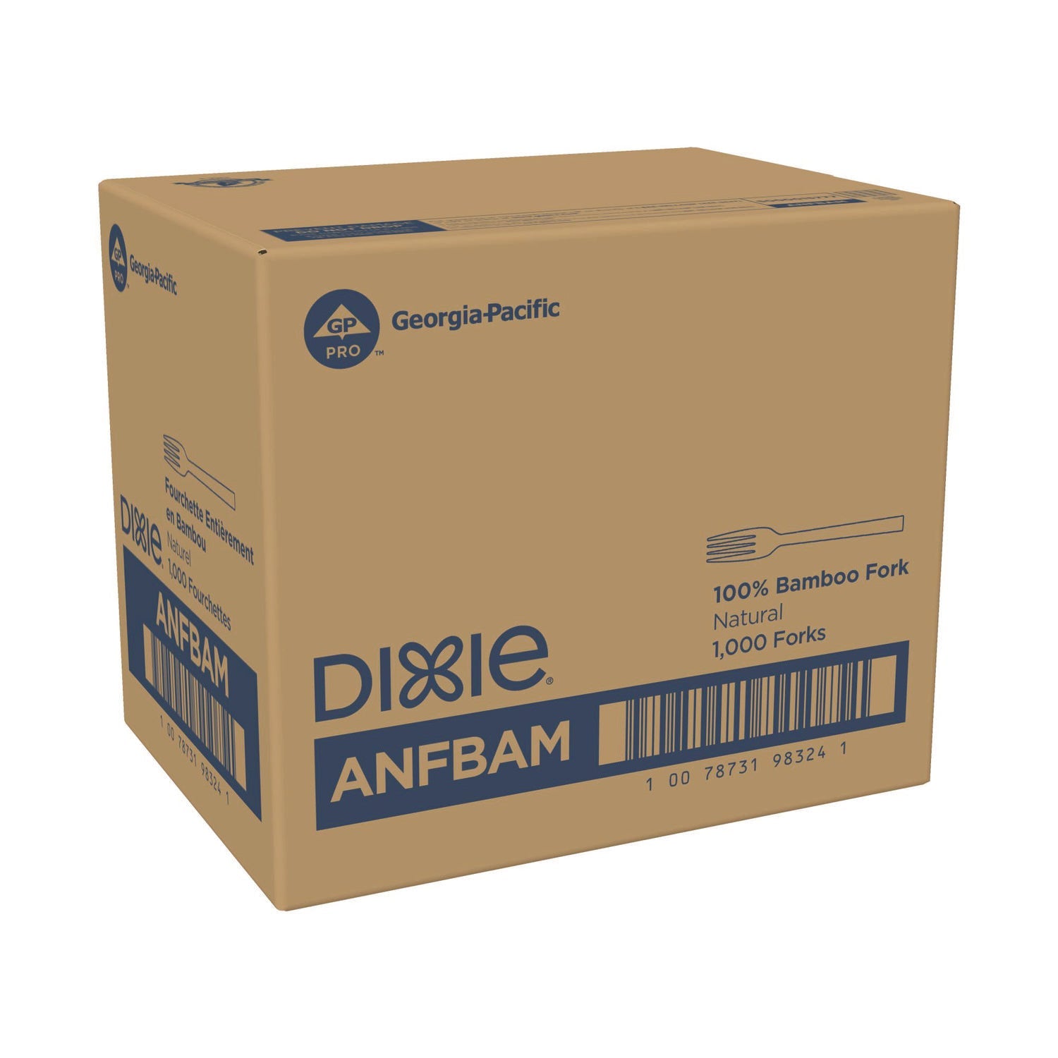 Dixie® Bamboo Cutlery, Mediumweight Fork, Paper, Light Golden, 100/Pack, 10 Packs/Carton