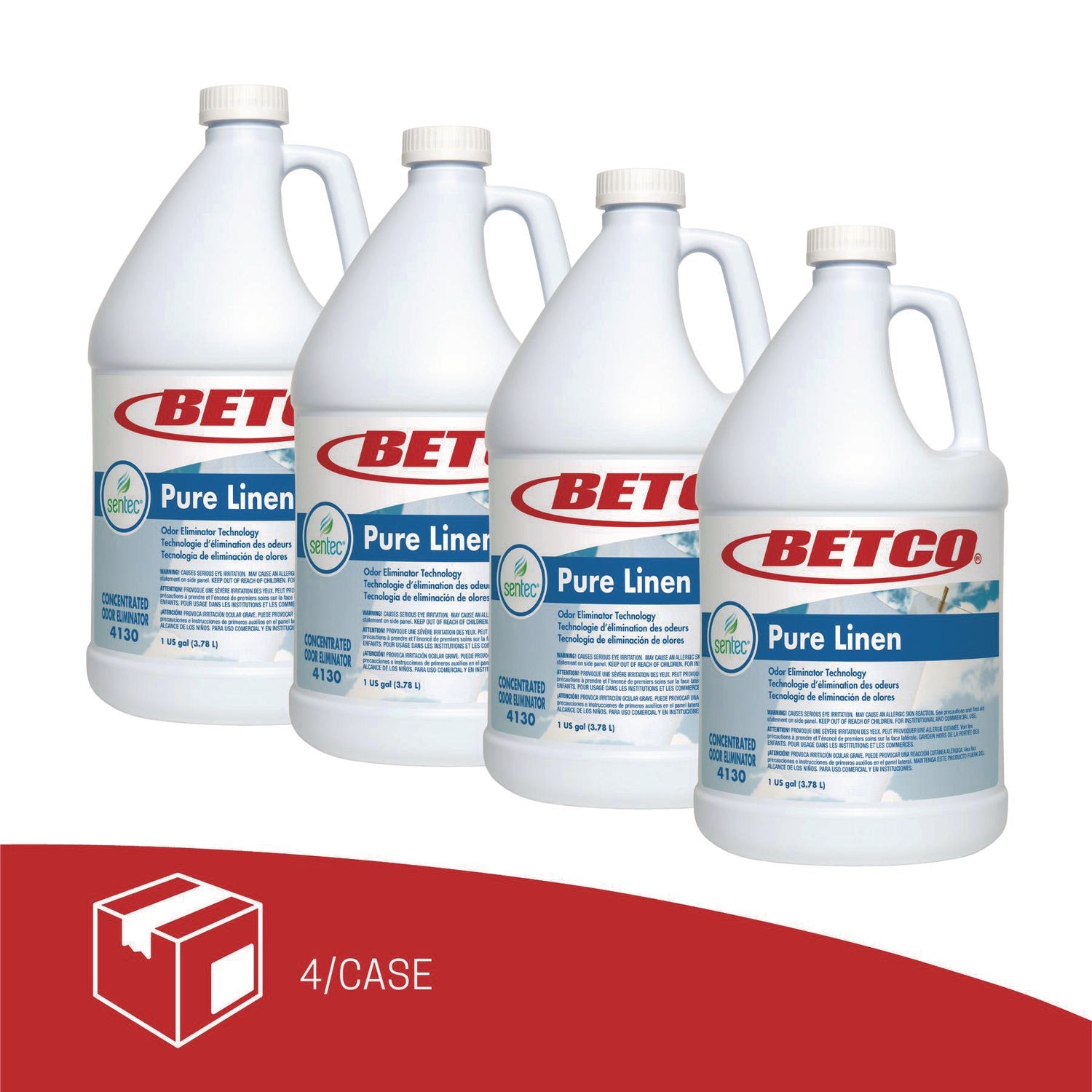 Betco® SenTec Pure Linen Concentrate Odor Eliminator, Pure Linen, 128 oz Bottle, 4/Carton