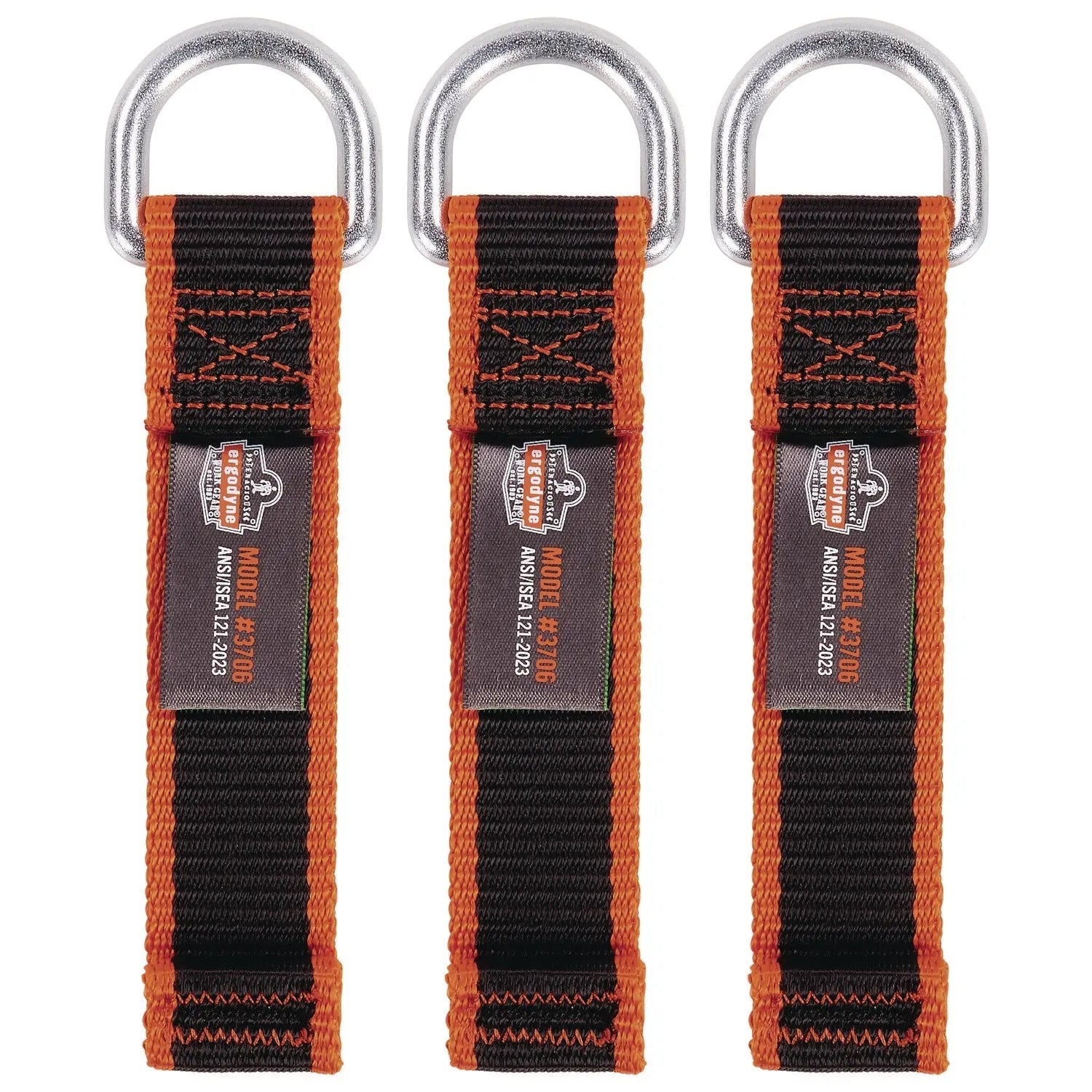 ergodyne® Squids 3706 Web Tool Tether Attachment with D-Ring Tool Tails, 5 lb Max Working Capacity, 5.5" Long, Black, 3/Pack