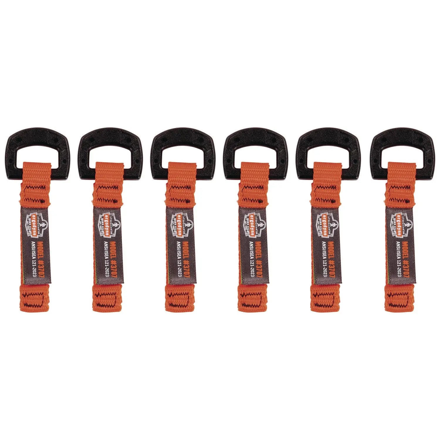 ergodyne® Squids 3707 Web Tool Tether Attachment w/ Non-Conductive D-Ring Tool Tails, 2 lb Max Working Capacity, 3.5", Orange, 6/Pack