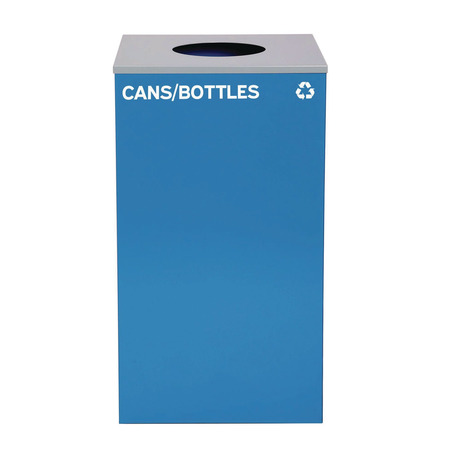Alpine Industries 29 Gallon Trash/Recycling Cans, Steel, Blue Cans/Bottles Recycling Can with Circle Lid - Bloom Skins