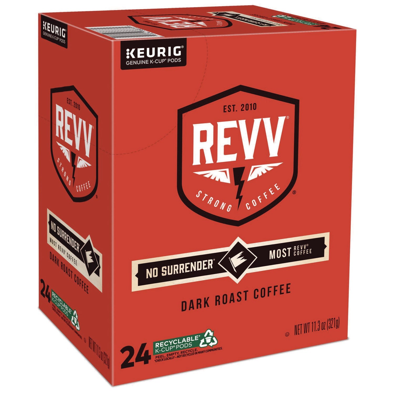 revv® No Surrender K-Cup, Dark Roast, K-Cup, 24/box