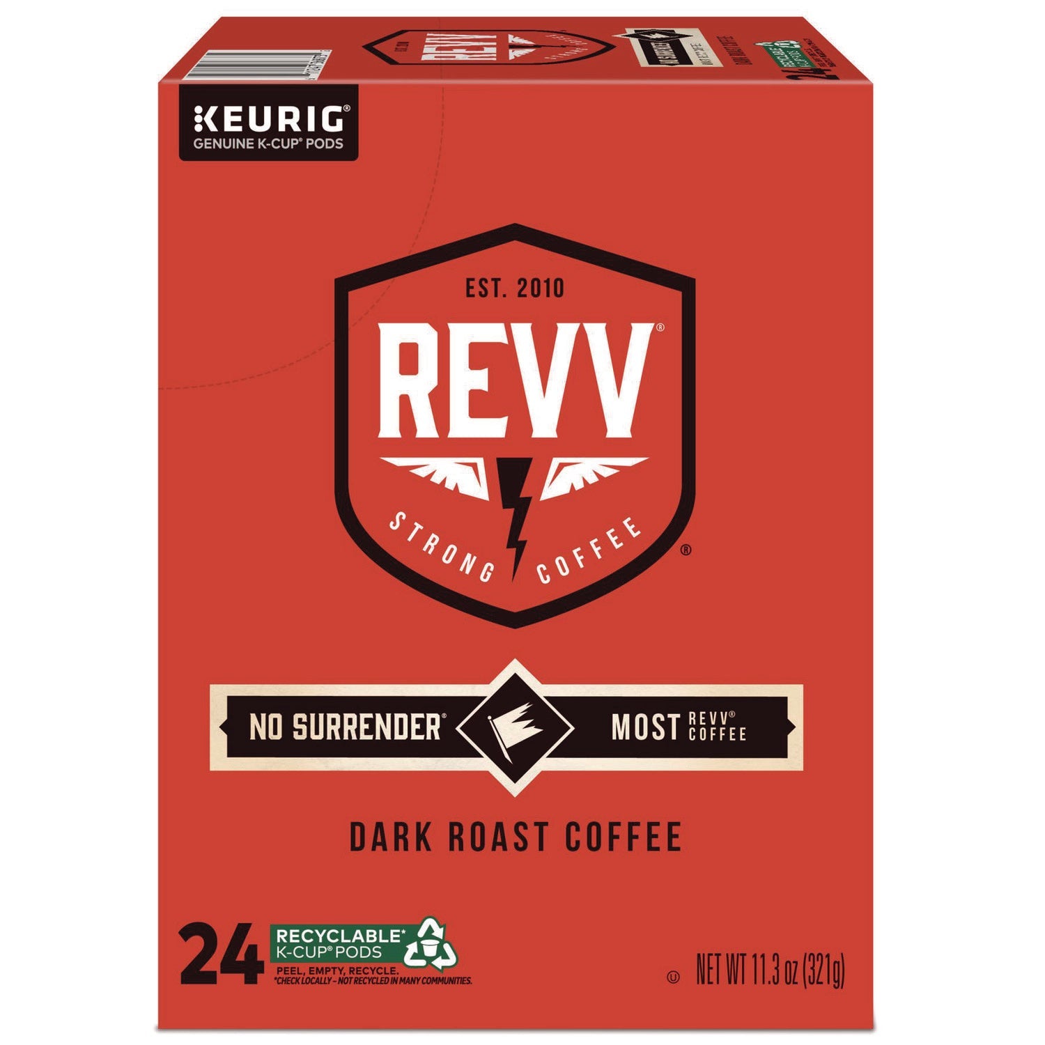 revv® No Surrender K-Cup, Dark Roast, K-Cup, 24/box