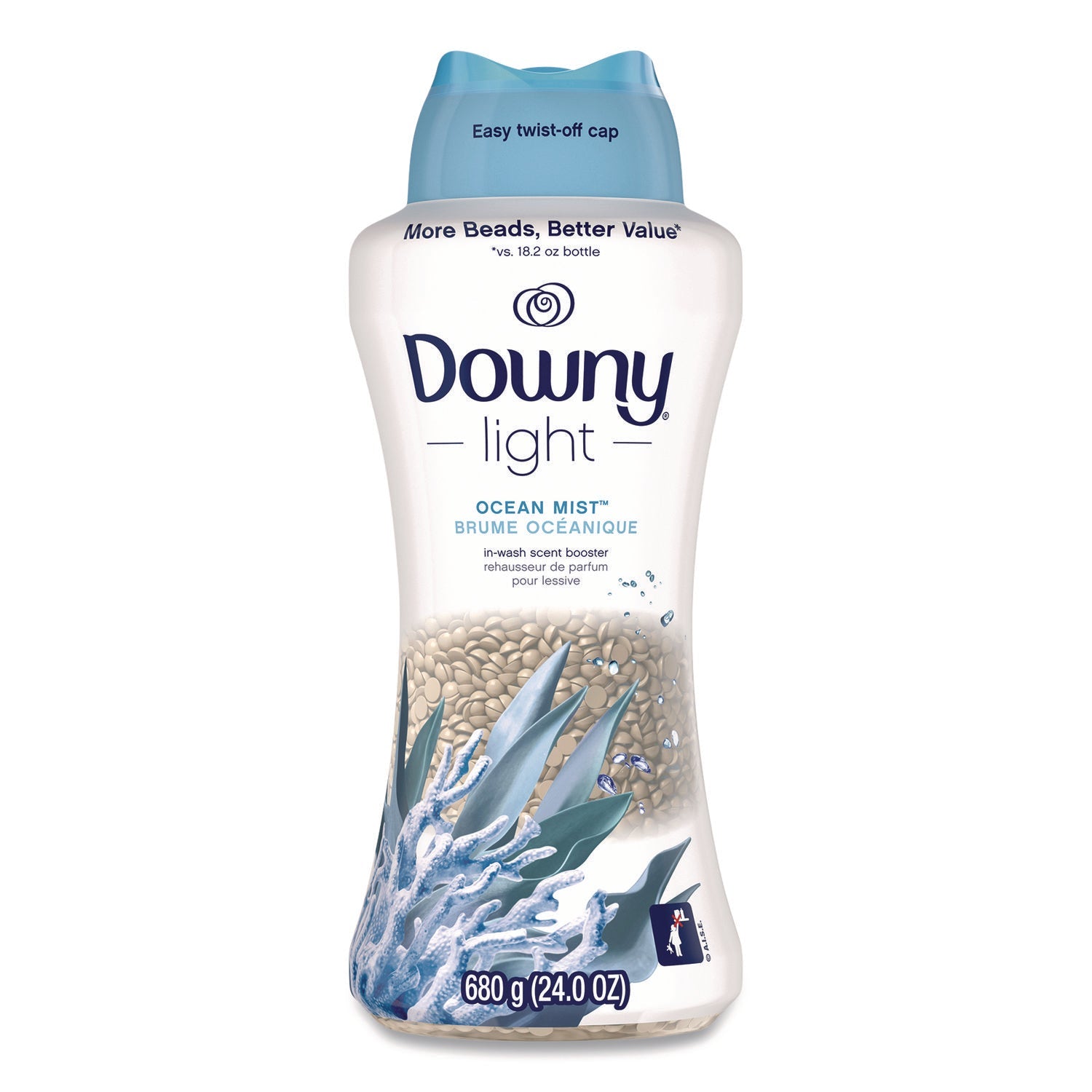 Downy® Light In-Wash Scent Booster Beads, Ocean Mist Scent, 24 oz Pour Bottle