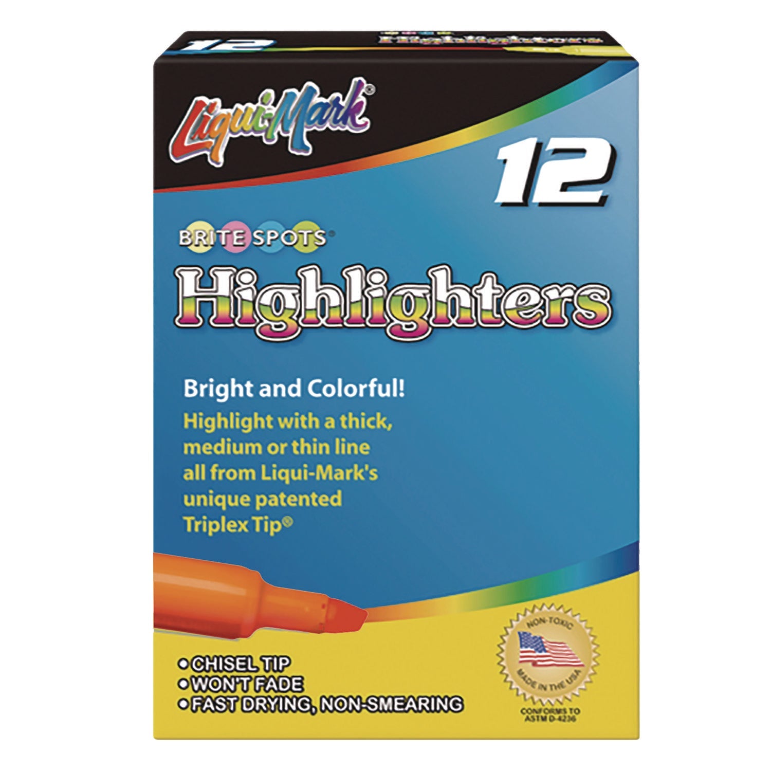 Liqui-Mark® Tank Fluorescent Highlighter, Orange Ink, Chisel Tip, Orange Barrel, Dozen