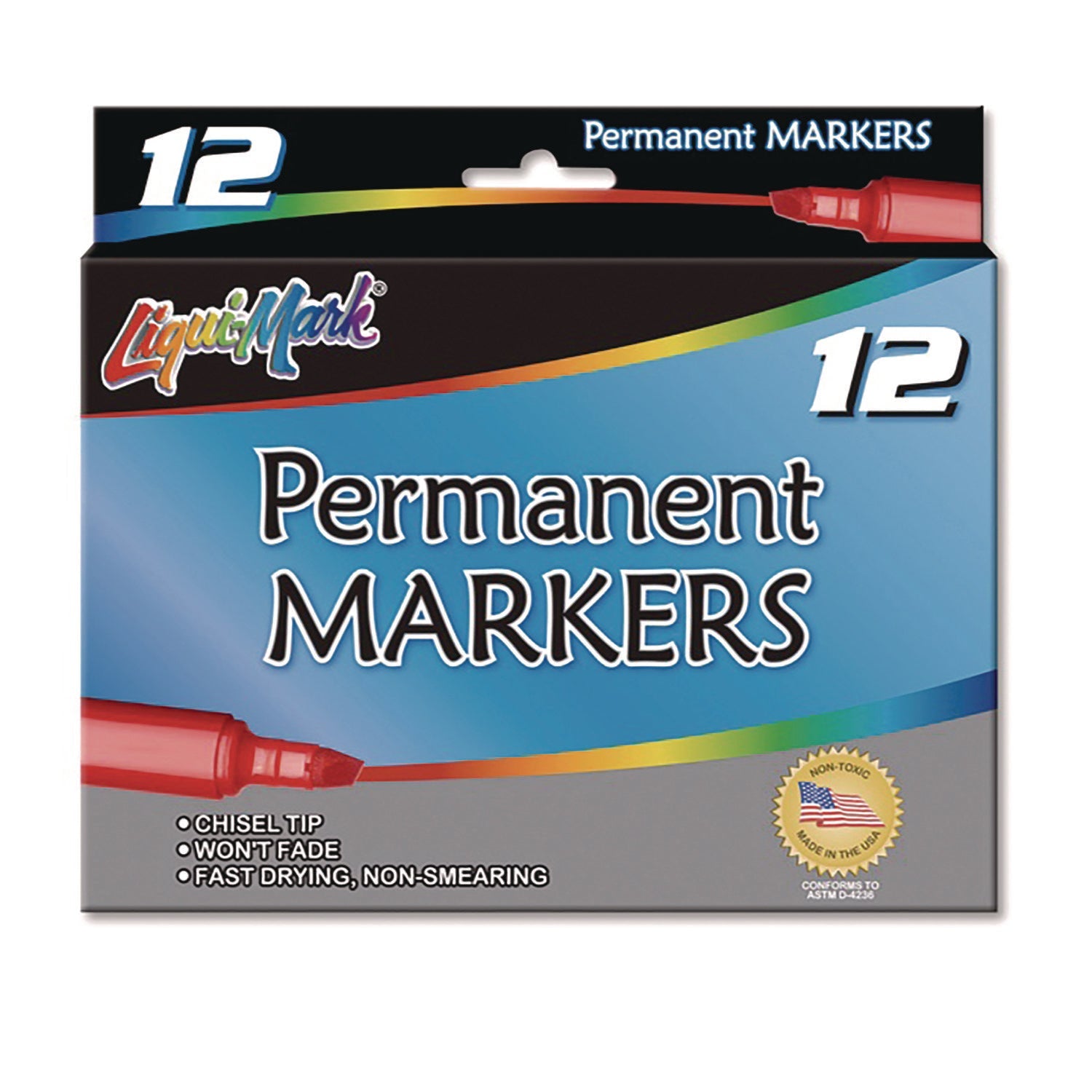 Liqui-Mark® Permanent Marker, Chisel Tip, Black, Dozen