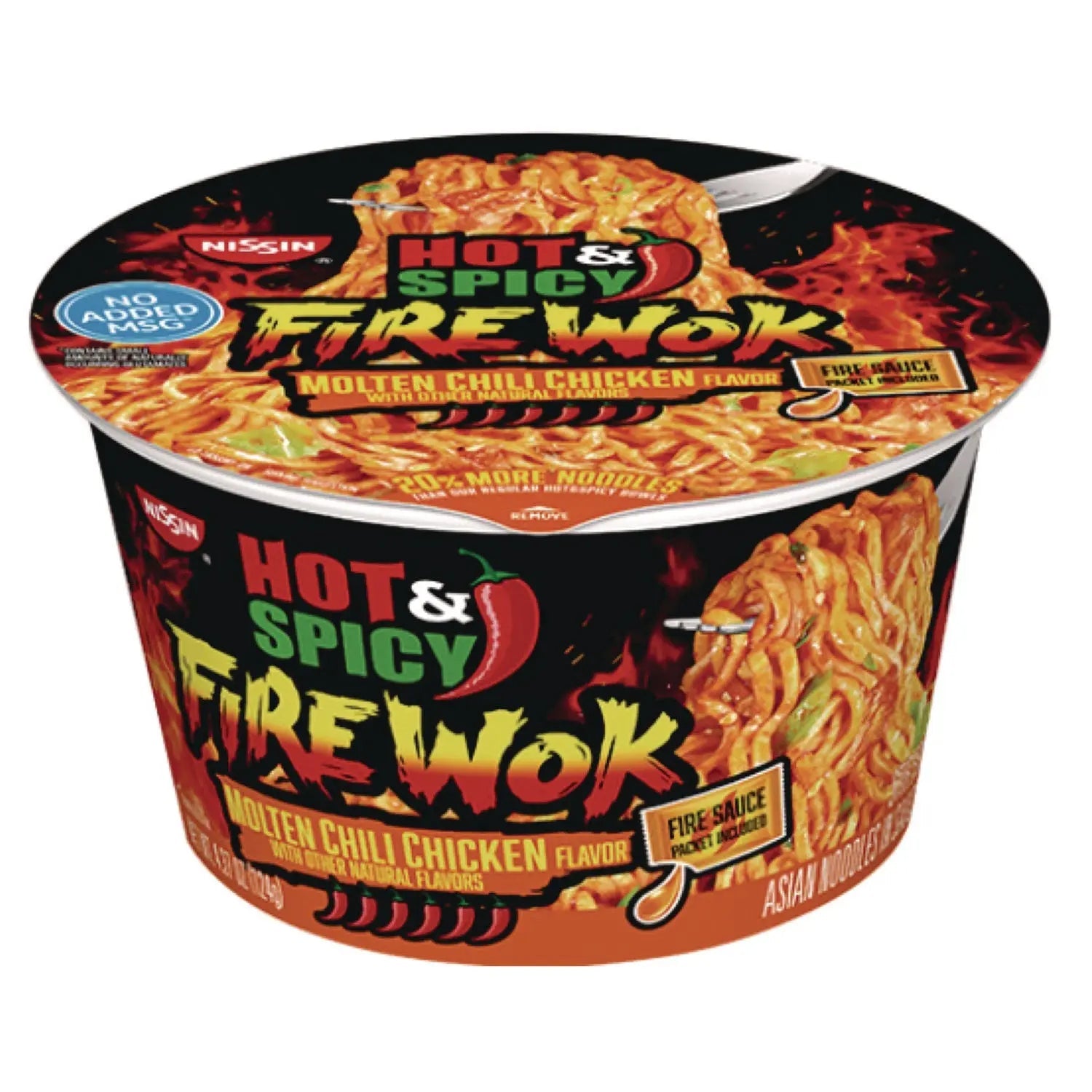 Nissin® Hot and Spicy Fire Wok Molten Chili Chicken, 4.37 oz Bowl, 6/Carton
