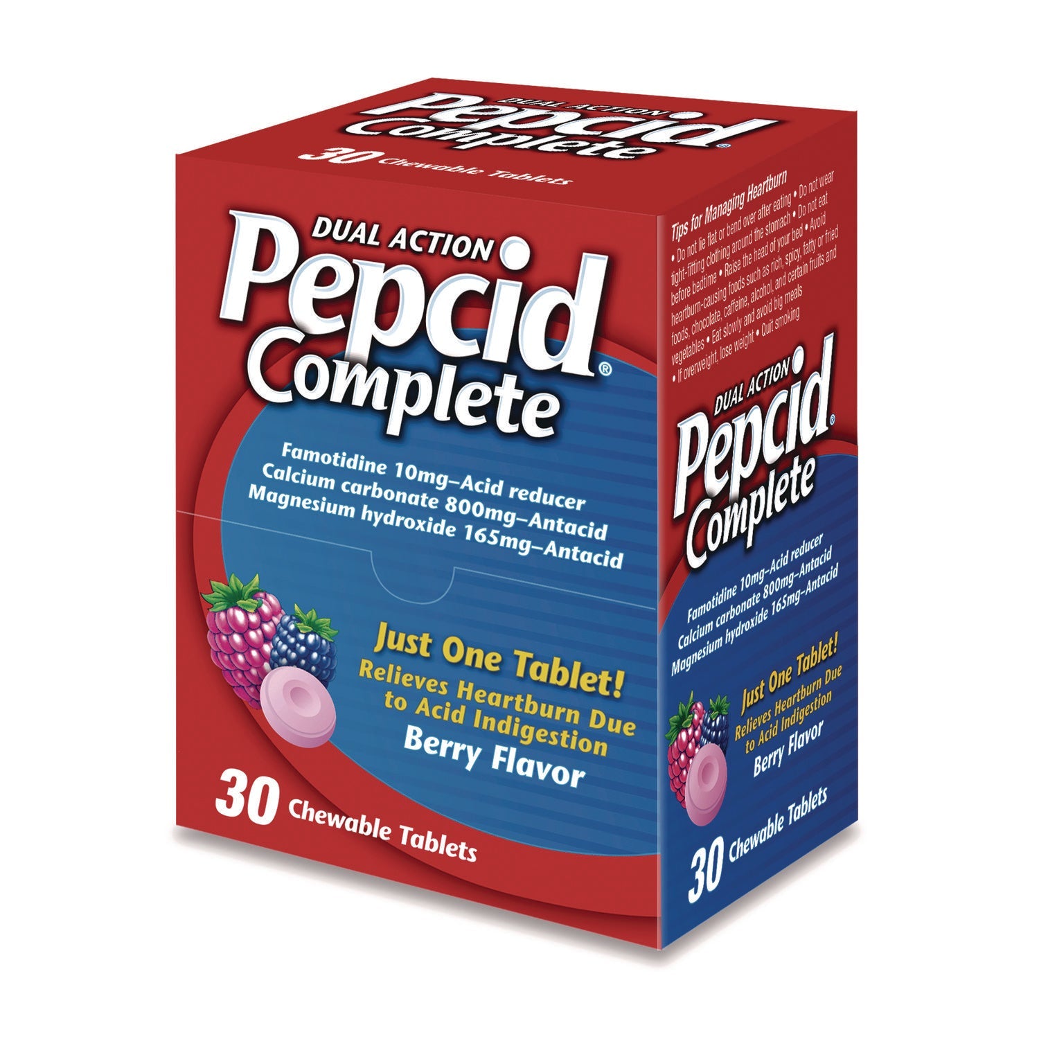 Pepcid® Complete Dual-Action Antacid, Berry Flavor, 30/Box