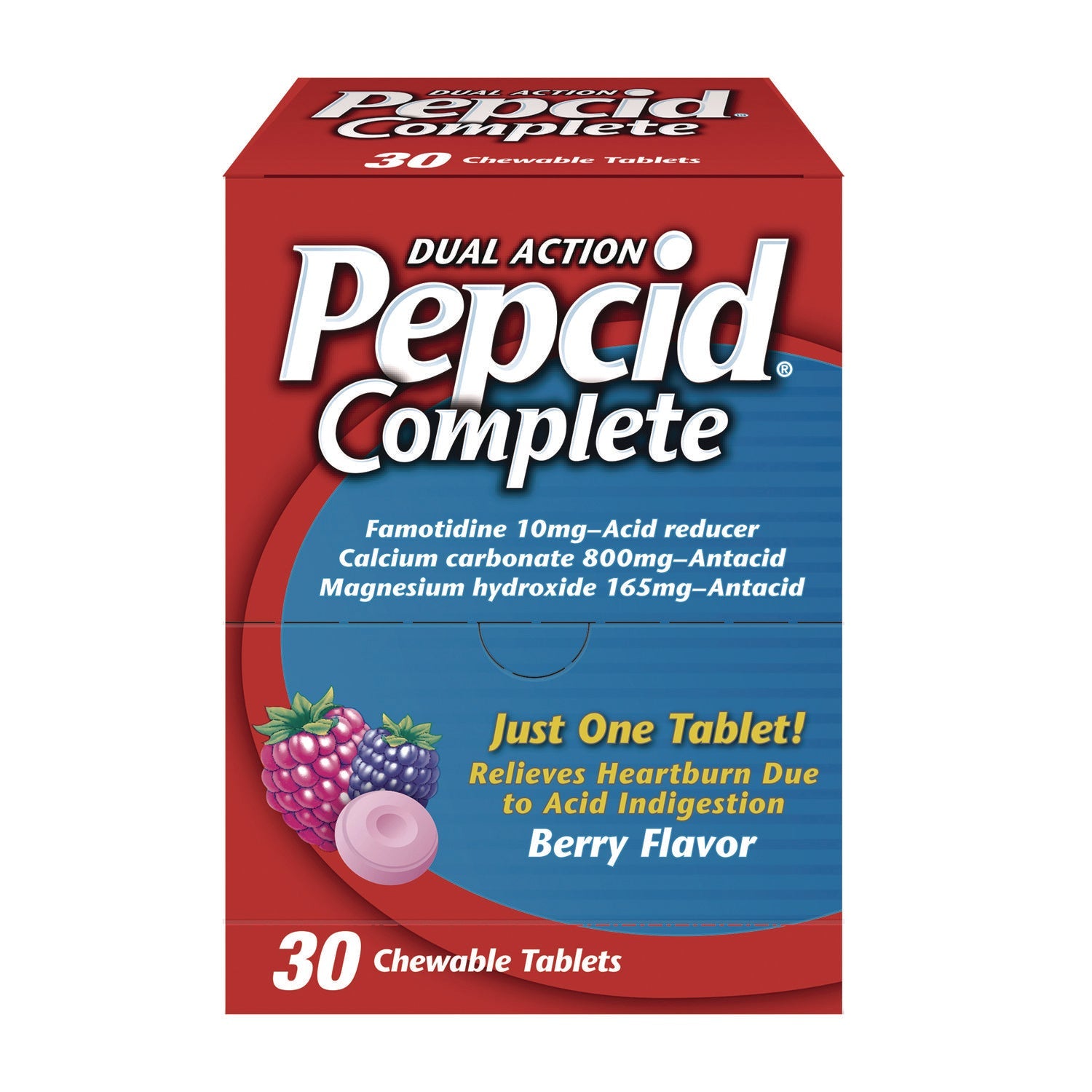 Pepcid® Complete Dual-Action Antacid, Berry Flavor, 30/Box