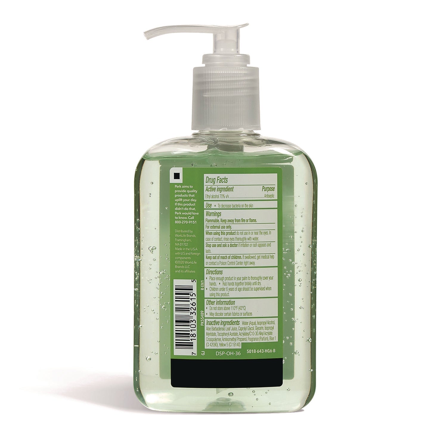 Perk™ Instant Hand Sanitizer with Moisturizers, 8 oz Pump Bottle
