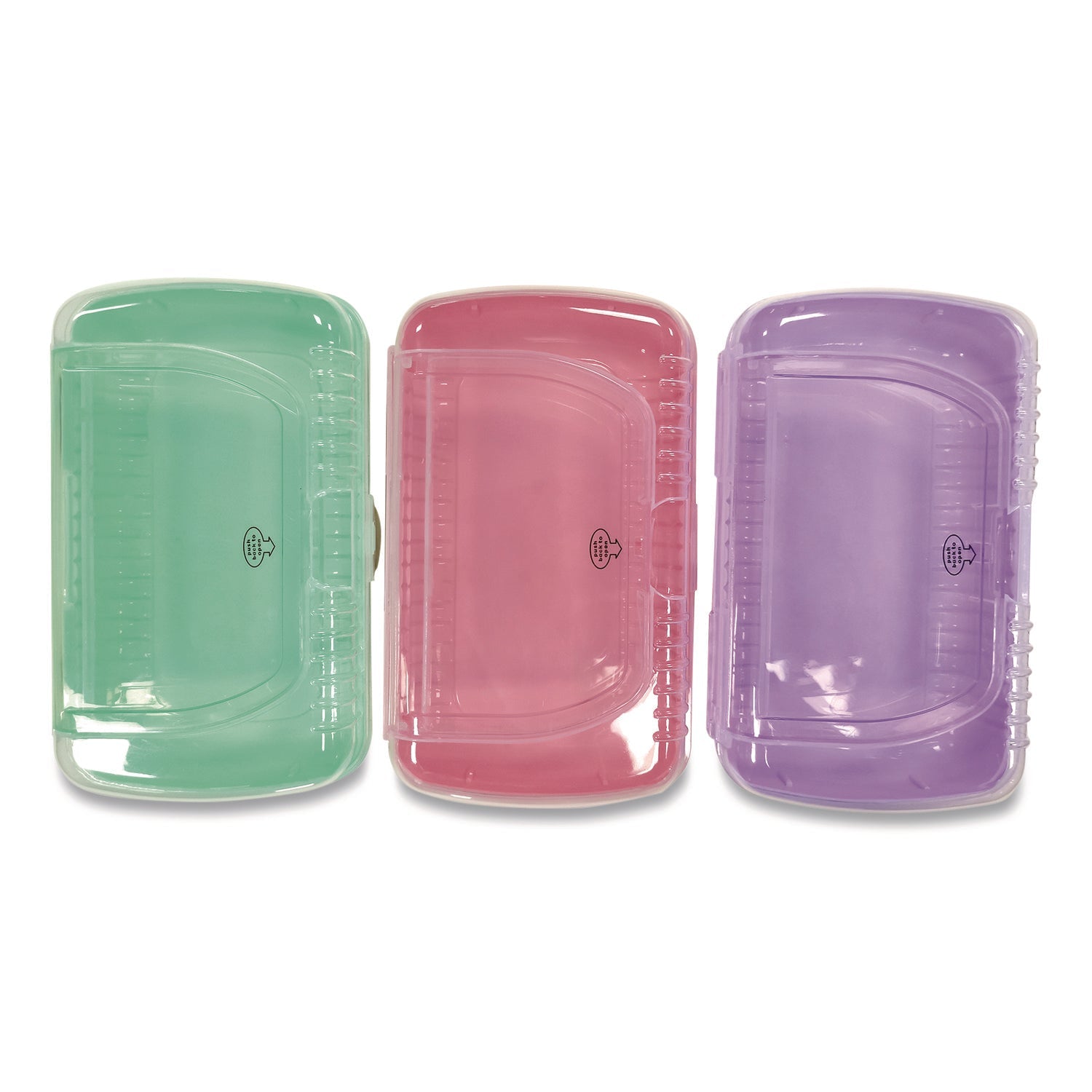 Pep Rally Pencil Case, 2 Compartments, 9.13" x 5.7" x 2.5", Assorted Colors, 3/Pack