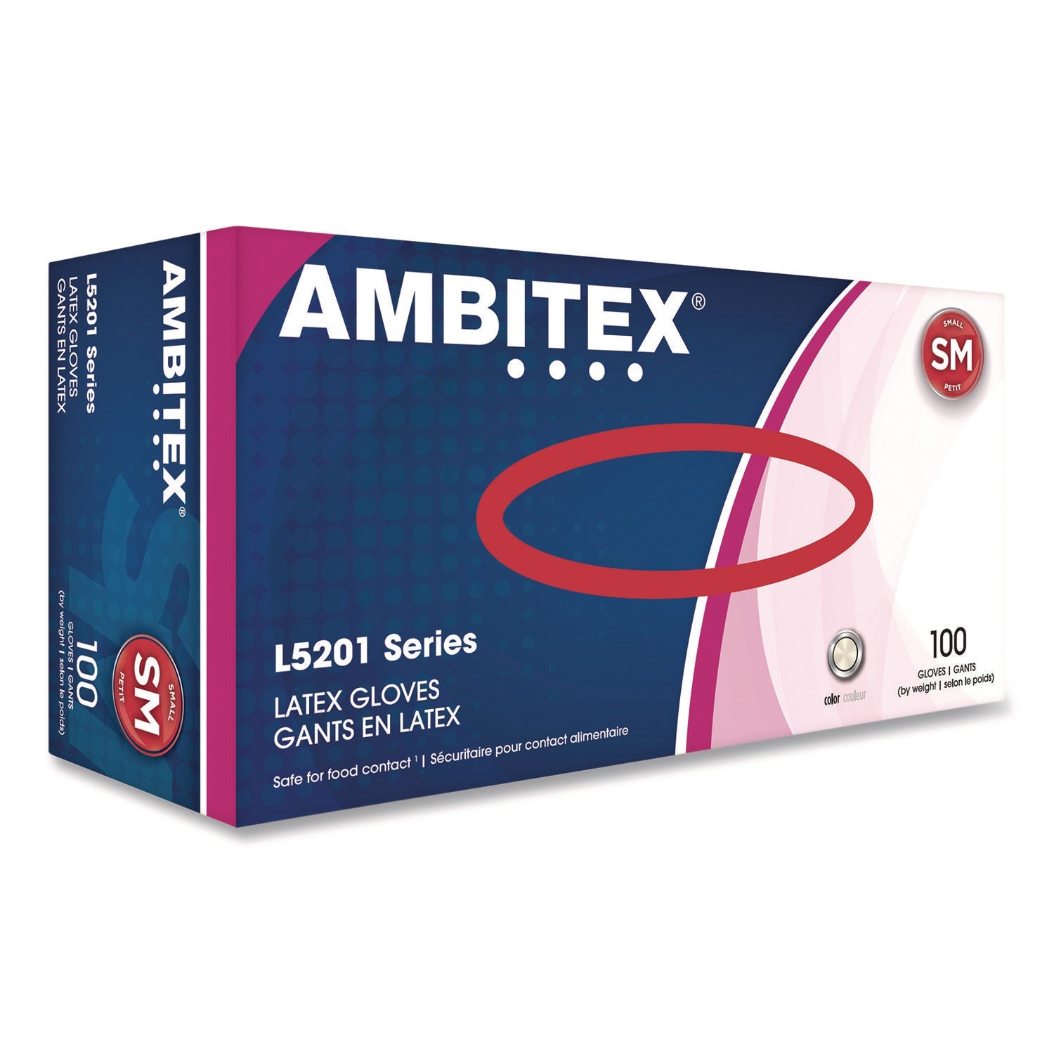 AMBITEX® L5201 Series Powder-Free Latex Gloves, Ivory, Small, 100 Gloves/Box, 10 Boxes/Carton