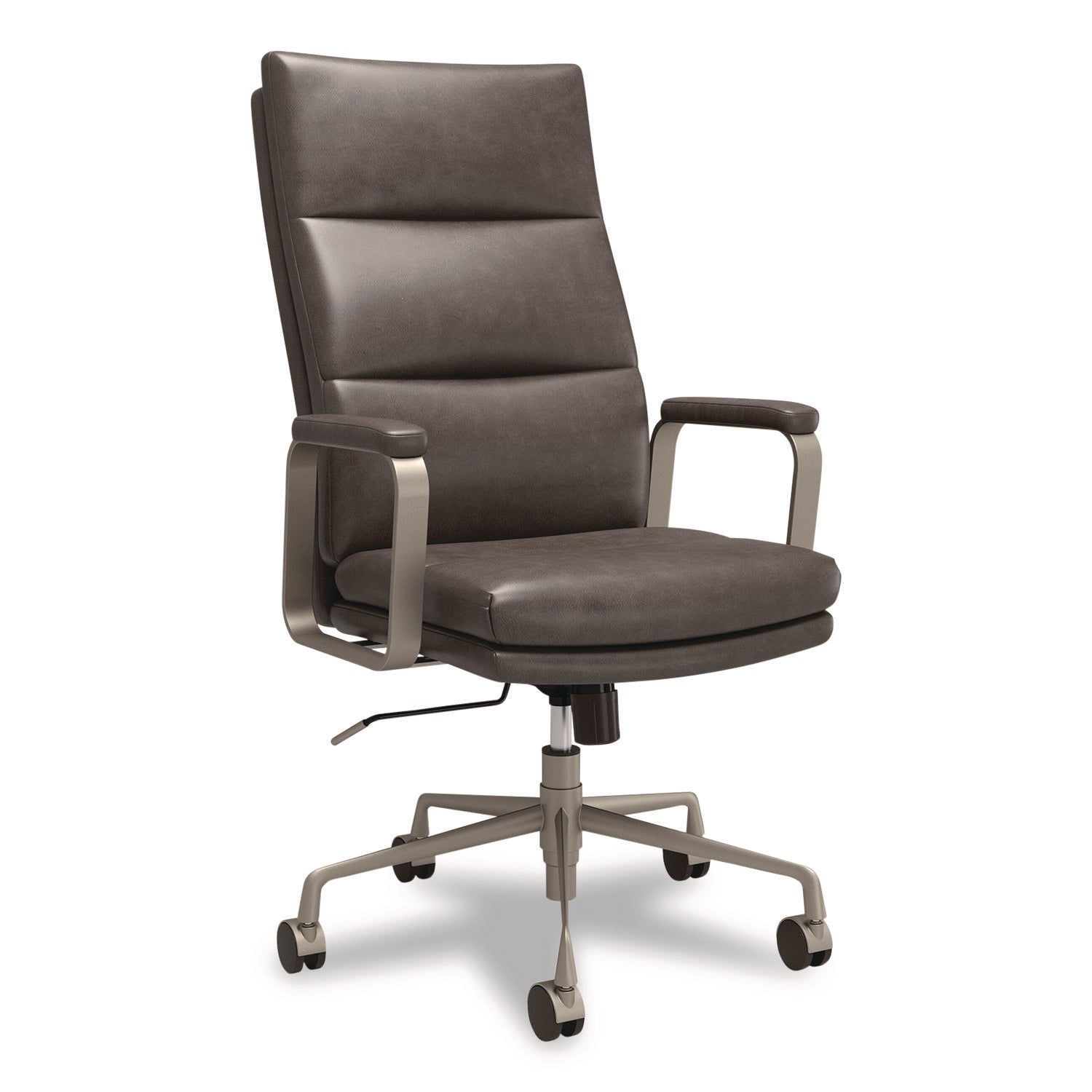 Union & Scale™ Industria 3-40C Ergonomic Bonded Leather Swivel Manager Chair, Supports Up to 275 lbs, 18.31" to 21.85" Seat Height, Gray