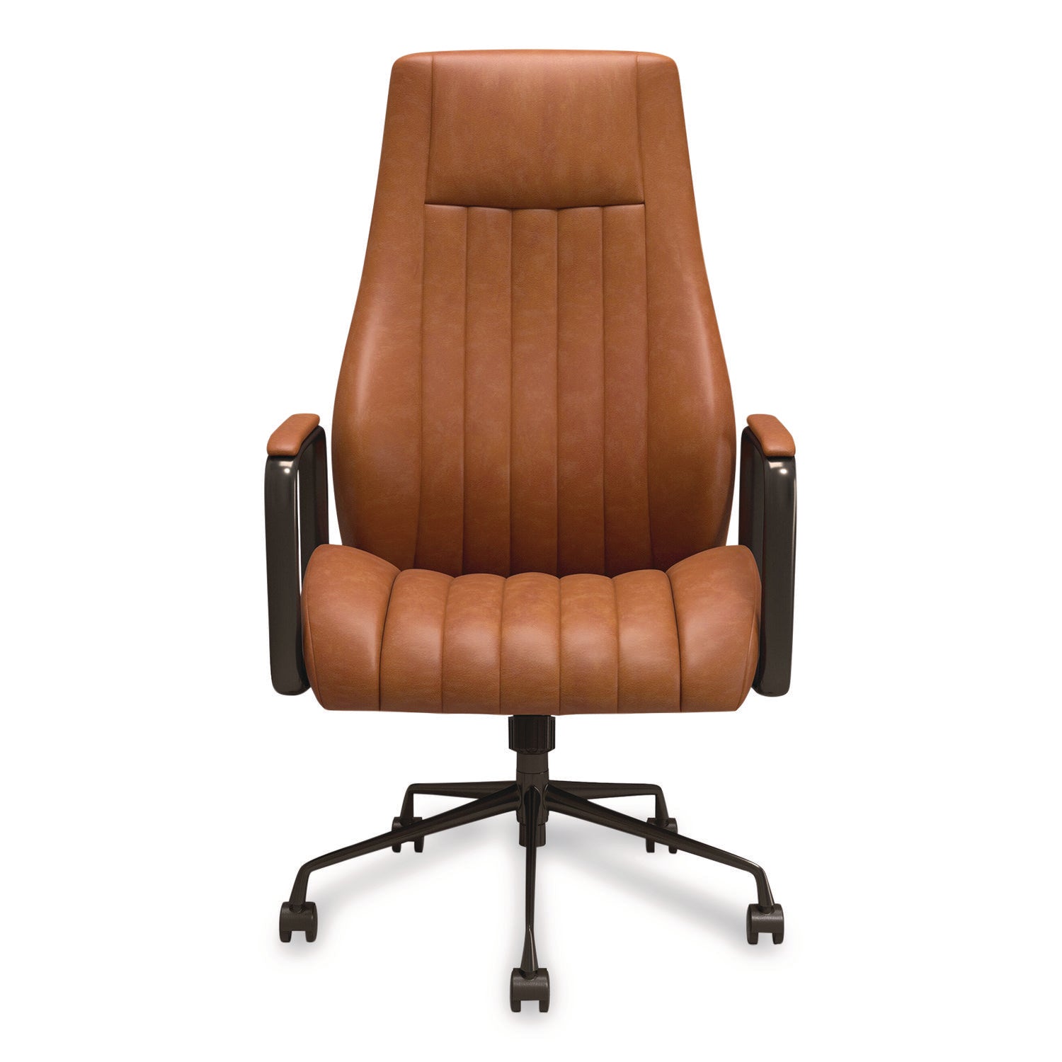 Union & Scale™ Industria 3-50L Ergonomic Bonded Leather Swivel Manager Chair, Supports Up to 275 lbs, 16.81" to 20.55" Seat Height, Brown